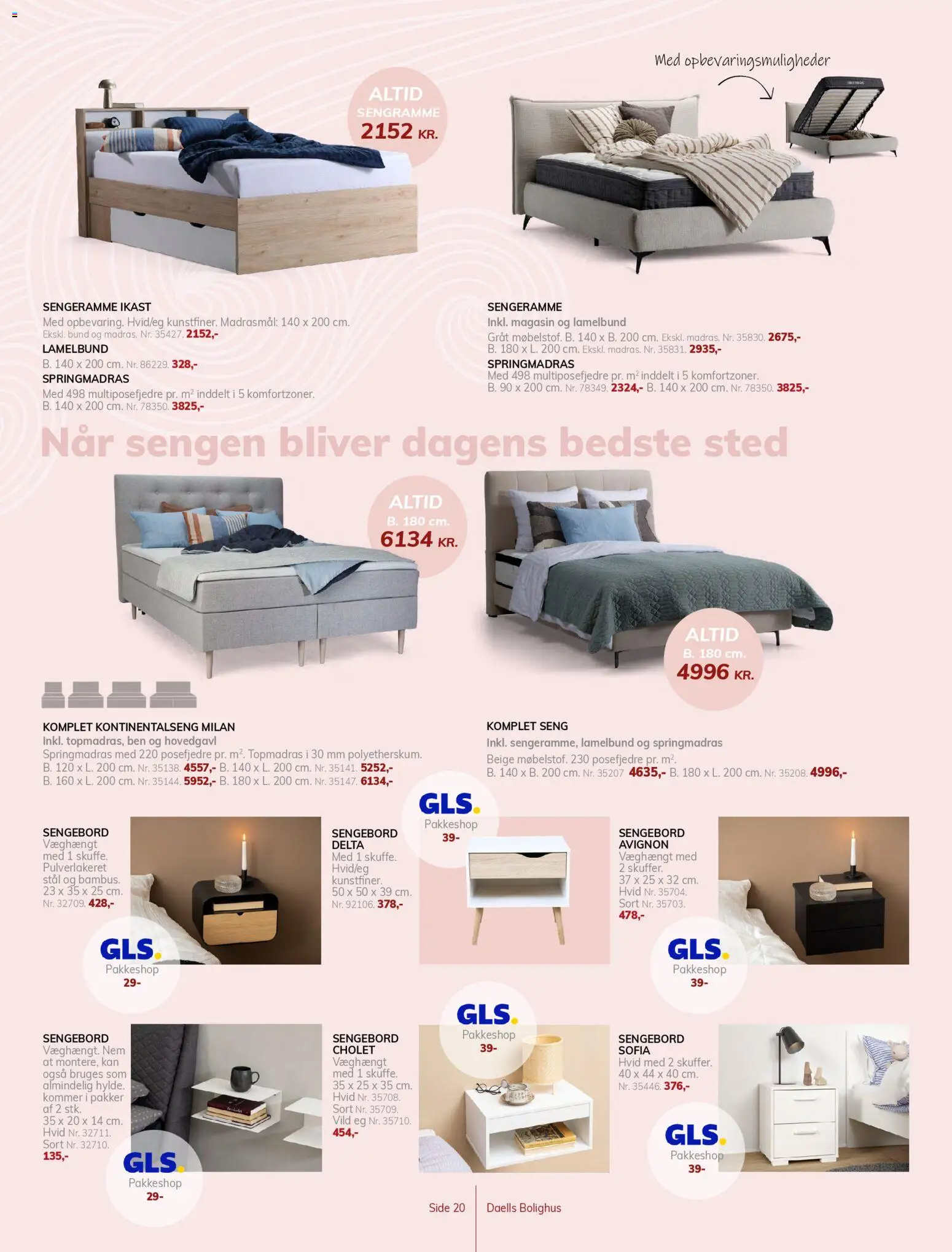 Daells Bolighus tilbudsavis – gyldig fra 25.03.2026 | Side: 20 | Produkter: Seng, Sengebord, Søm