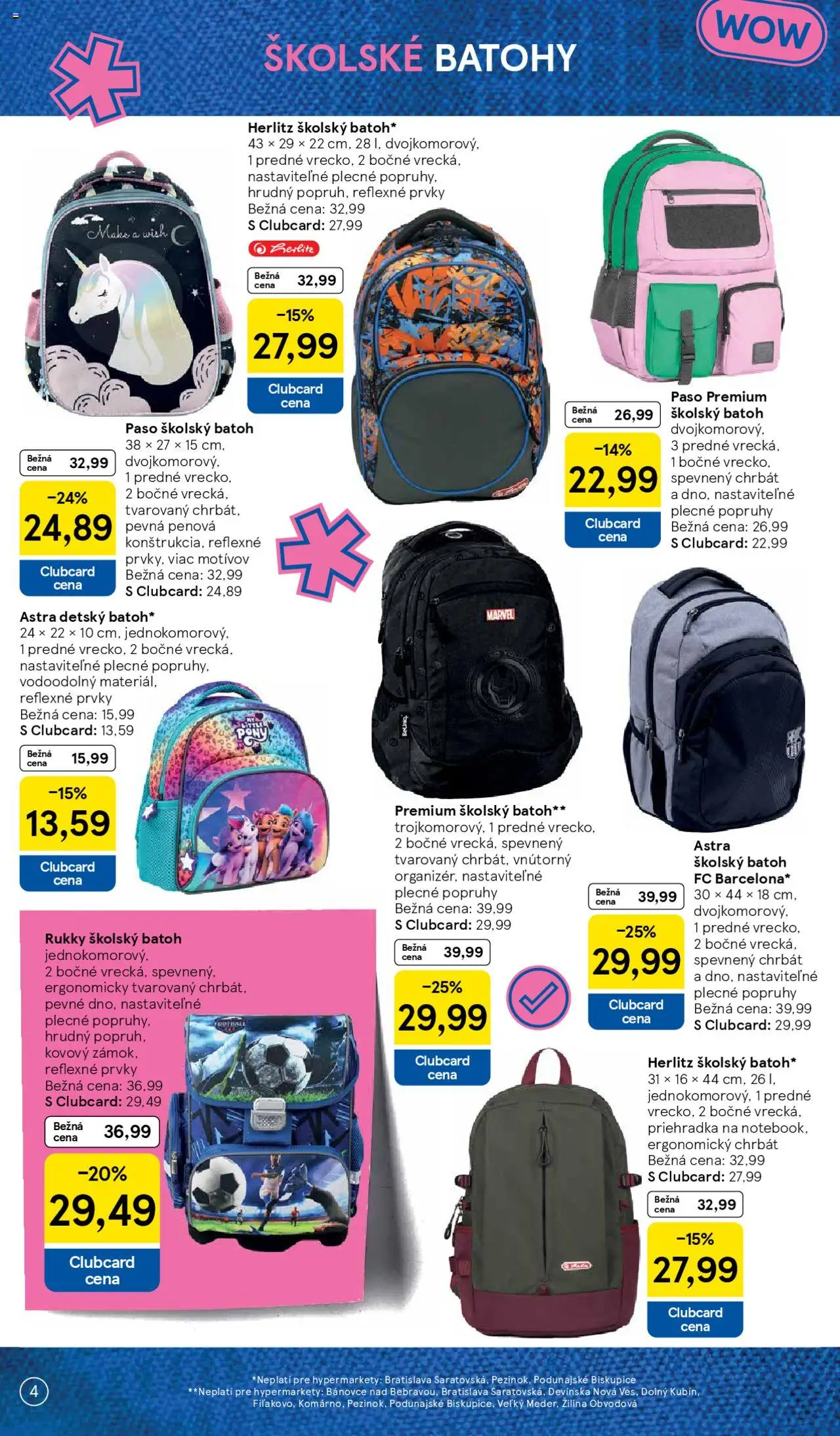 Tesco všetko pre vášho školáka │ platný od 11.08.2025 | Strana: 4 | Produkty: Batoh