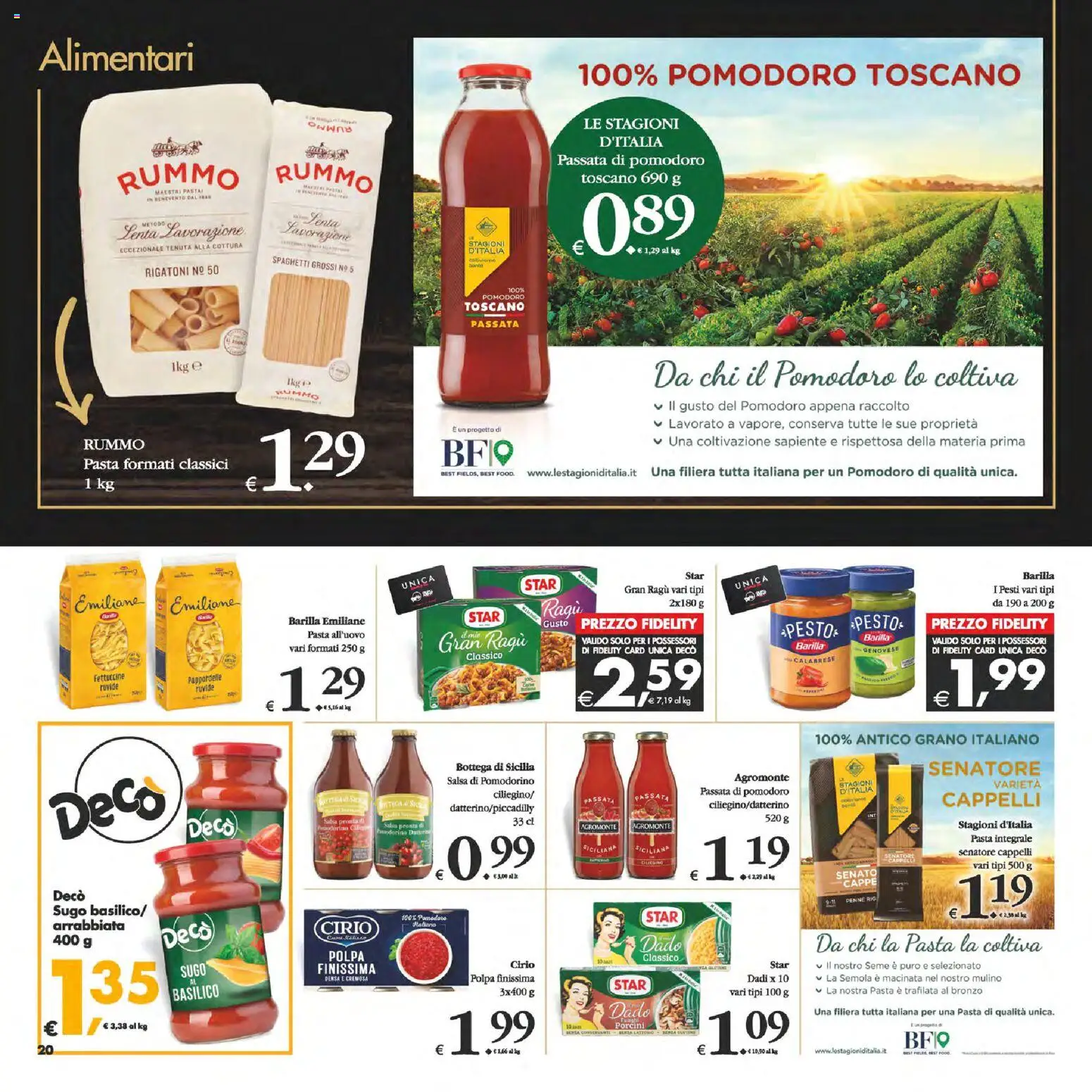 Volantino Decò del 25.11.2025 | Pagina: 20 | Prodotti: Pomodoro, Pasta, Passata di pomodoro, Sugo