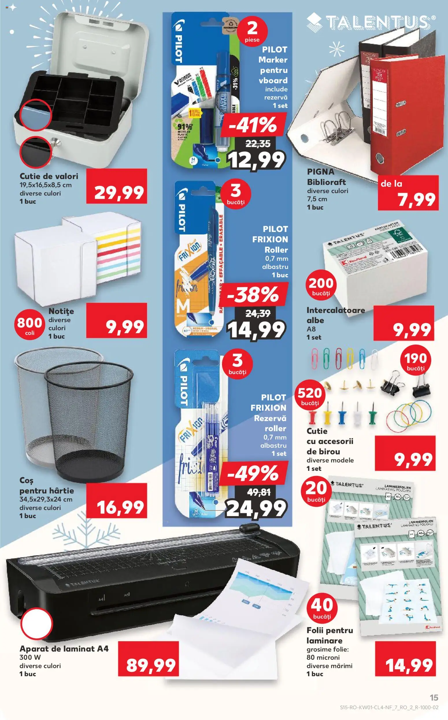 Noul catalog Kaufland – valabil de la 31.12.2025 | Pagină: 15 | Produse: Laminator, Çikolatalı gofret, Coș, Cutie