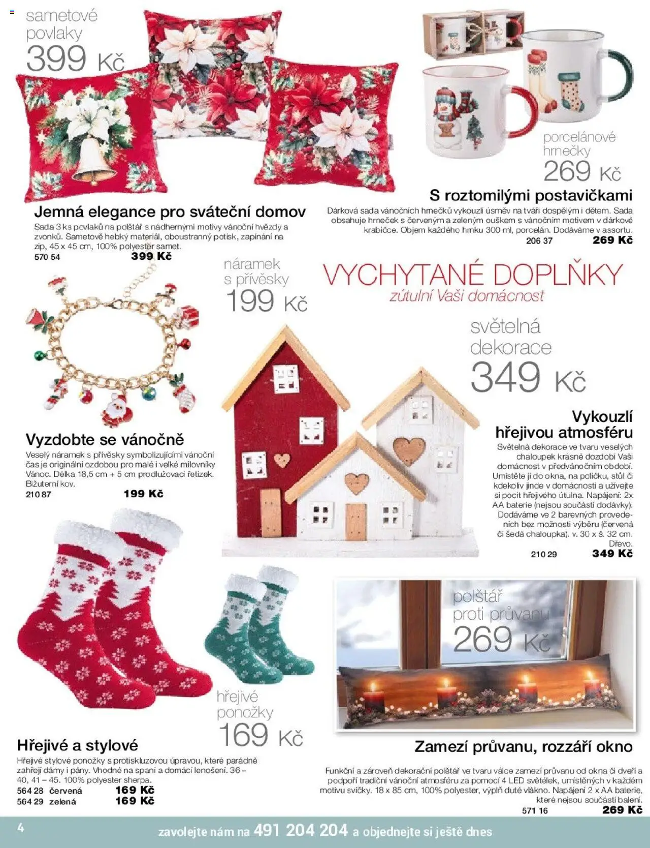 Decodoma katalog Vánoce 2025 od 09.10.2025 | Strana: 4 | Produkty: Polštář, Stůl, LED, Dekorace