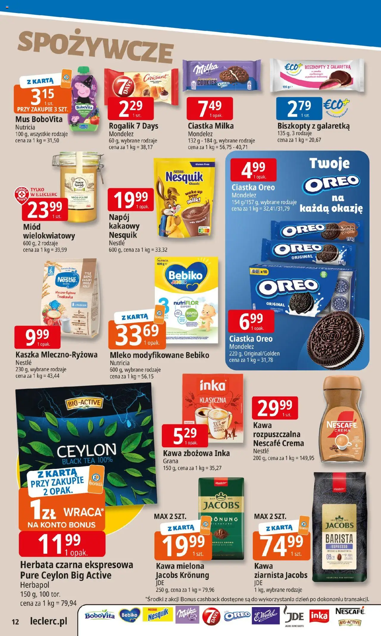 E.Leclerc Gazetka - Warszawa Bielany od 20.10.2025 | Strona: 12 | Produkty: Ciastka Oreo, Kawa, Ciastka, Owoce