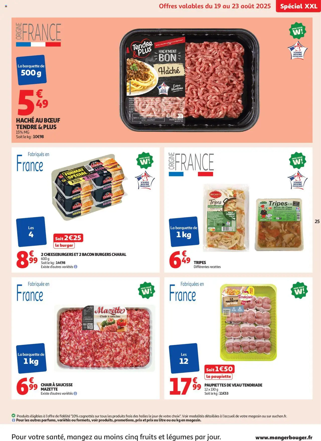  | Page: 25 | Produits: Paupiettes de veau, Saucisse, Viande, Viande bovine
