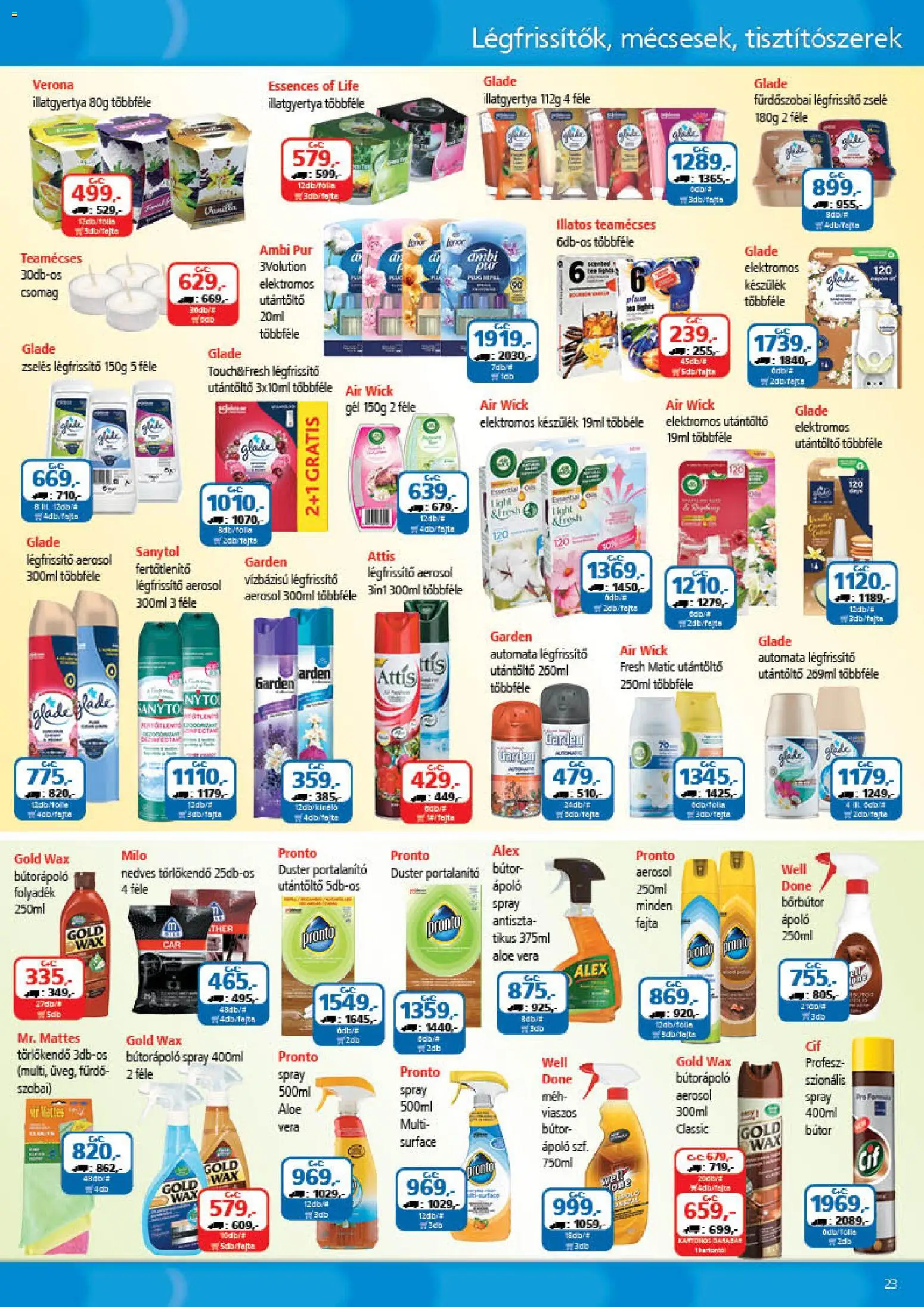 ÁRKLUB akciós ujság - amely érvényes a következő dátumtól: 01.01.2026 | Oldal: 23 | Termékek: Bútor, Nedves törlőkendő, Teamécses, Illatgyertya