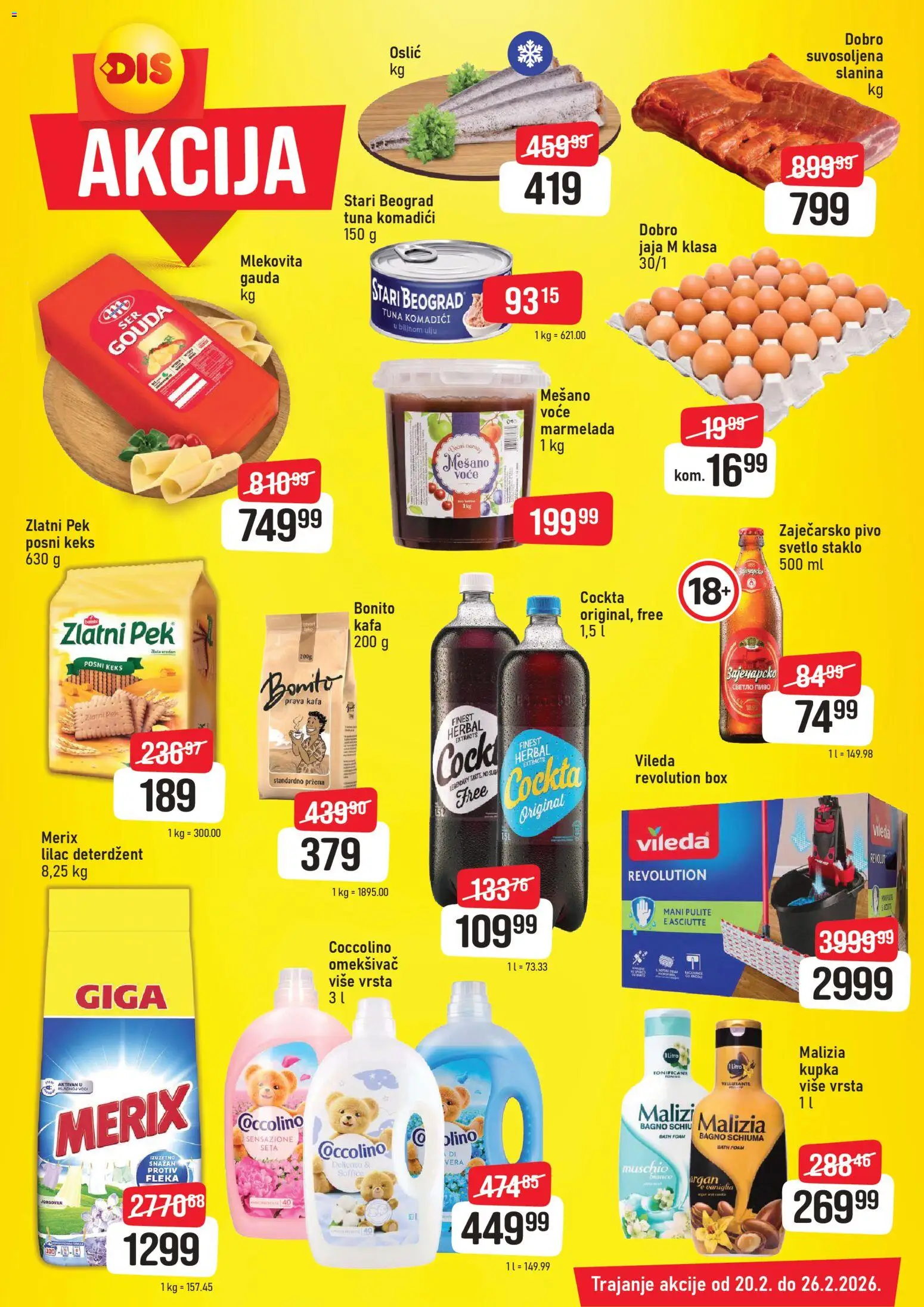 Super DIS katalog - važi od 20.02.2026 | Strana: 2 | Proizvode: Keks, Zaječarsko pivo, Kafa, Coccolino