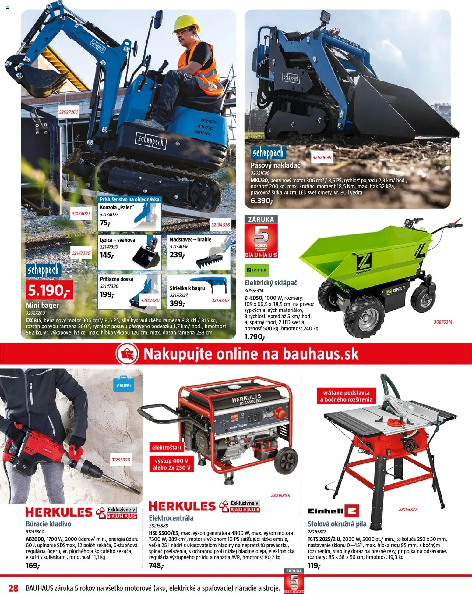Nové Bauhaus akcie – leták je platný od 07.04.2026 | Strana: 28 | Produkty: Píla, Náradie, Led