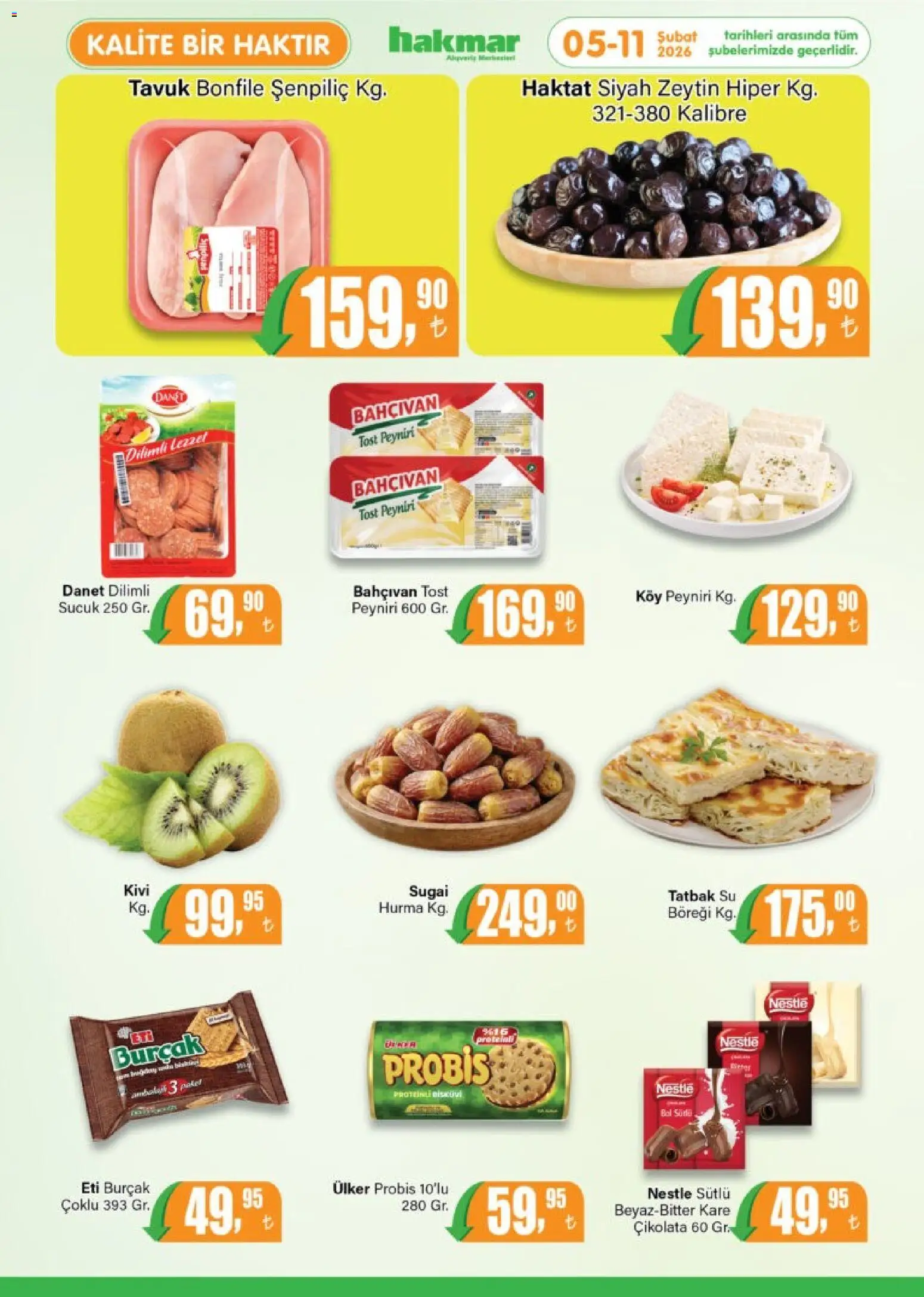 Hakmar Katalog - 05.02.2026 tarihinden itibaren geçerlidir | Sayfa: 2 | Ürünler: Su, Zeytin, Hurma, Sucuk