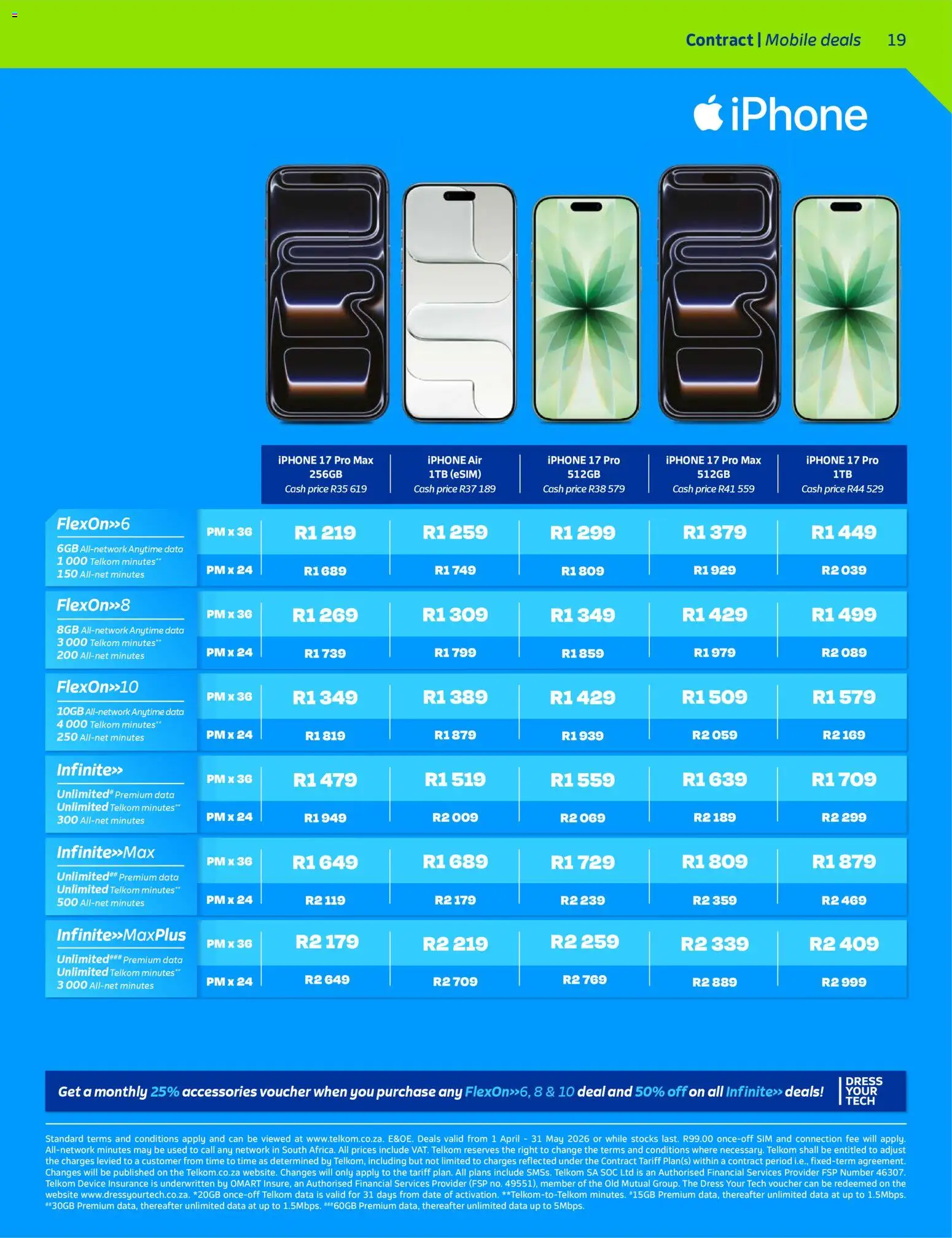 New Telkom catalogue – valid from 01.04.2026 | Page: 19 | Products: Dress, Data, Sim