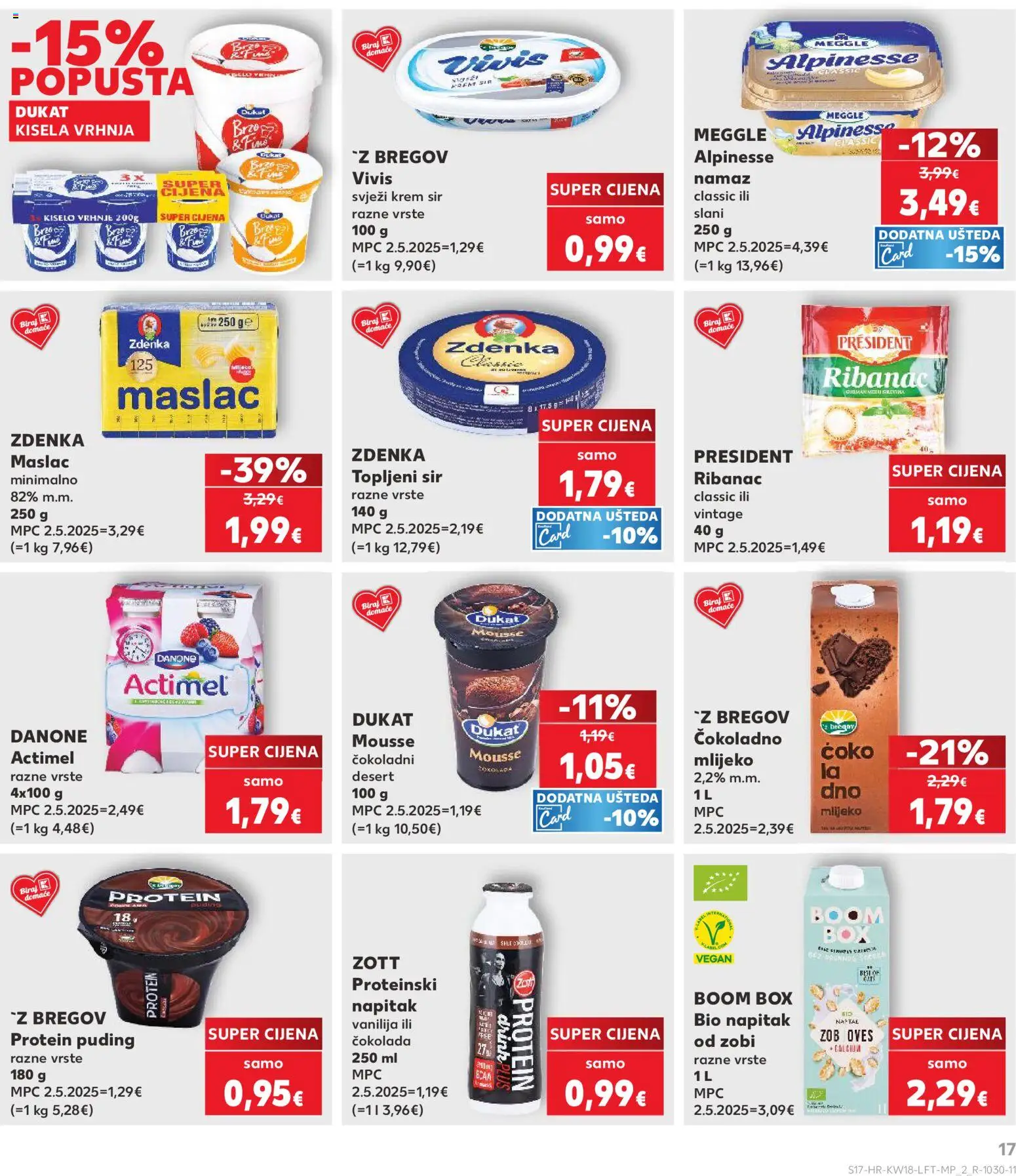 Kaufland HR akciós ujság - amely érvényes a következő dátumtól: 29.04.2026 | Oldal: 17 | Termékek: Puding, Actimel, Protein, Vegán