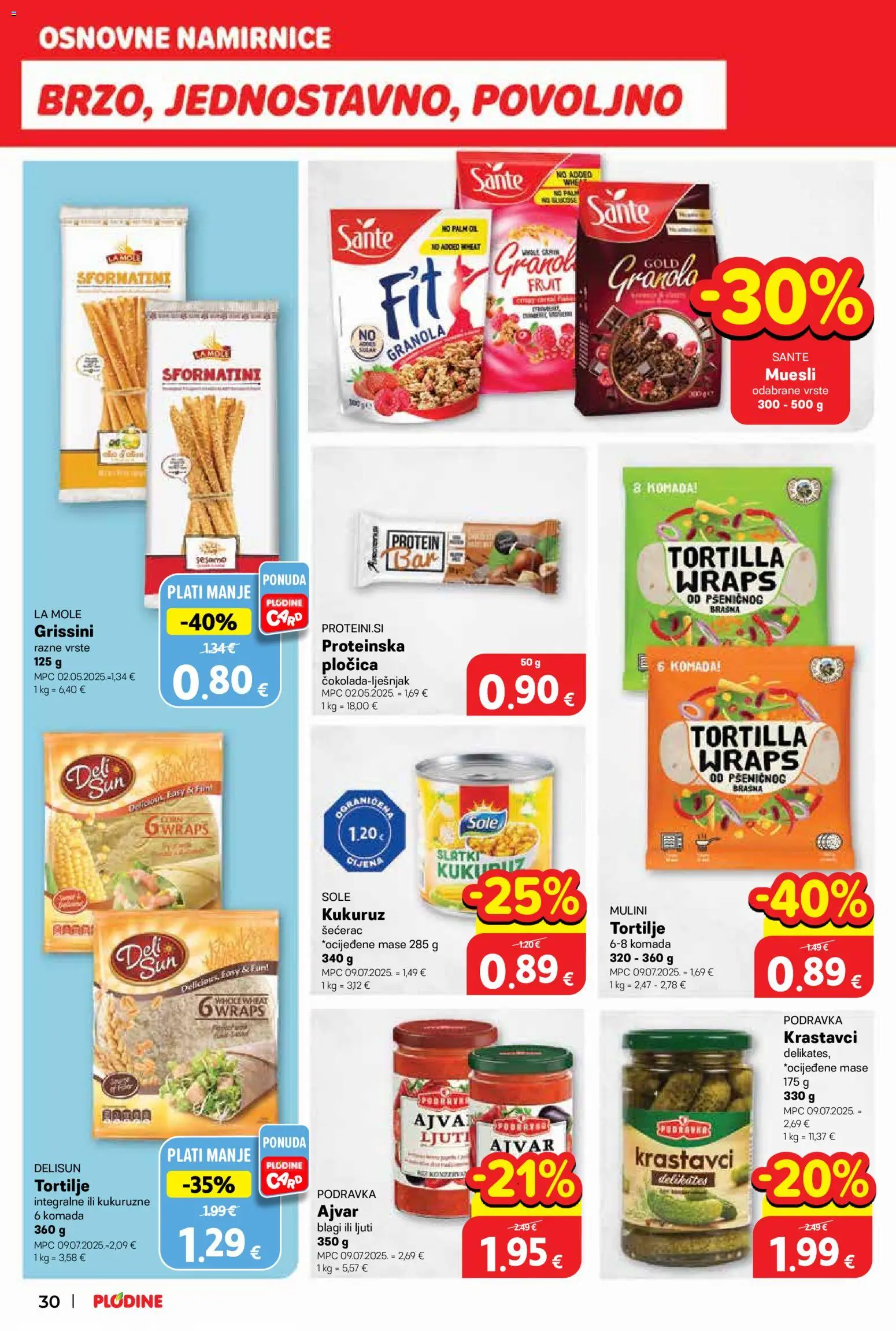 Plodine katalog | vrijedi od 04.03.2026 | Stranica: 30 | Proizvodi: Kukuruz, Podravka, Ajvar, Krastavci