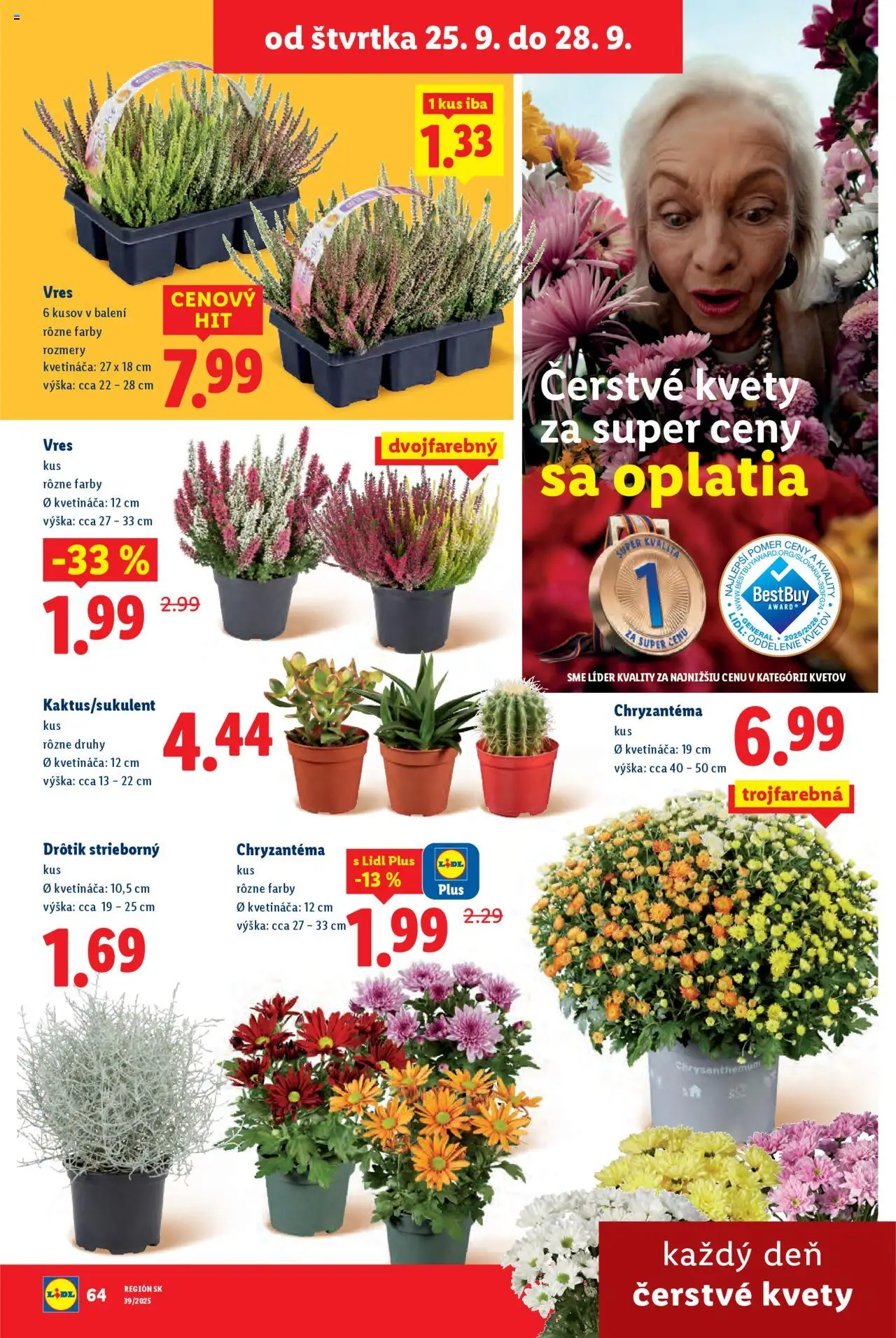 Nové Lidl akcie – leták je platný od 22.09.2025 | Strana: 84 | Produkty: Kvety