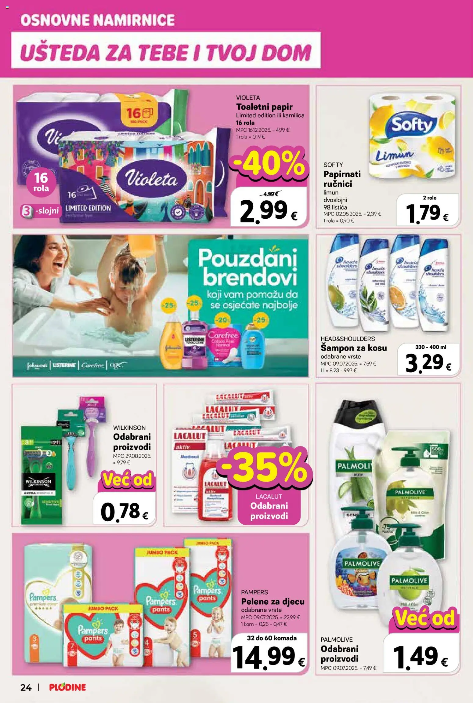 Plodine katalog | vrijedi od 02.01.2026 | Stranica: 24 | Proizvodi: Role, Šampon, Toaletni papir, Pampers