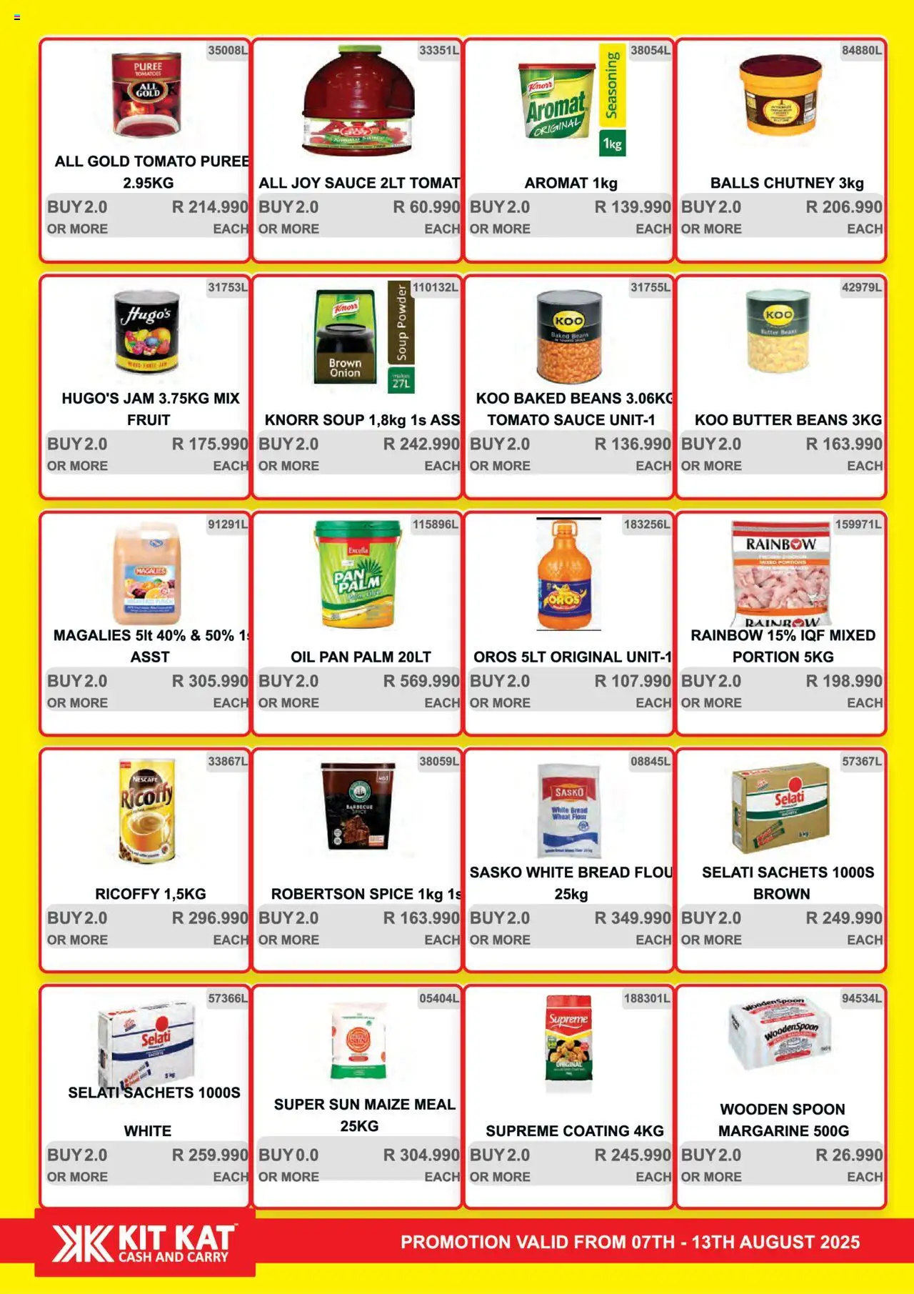 KIT KAT Cash & Carry Weekly Traders Special │ valid from 07.08.2025 | Page: 36 | Products: Flour, Jam, Baked beans, Sauce