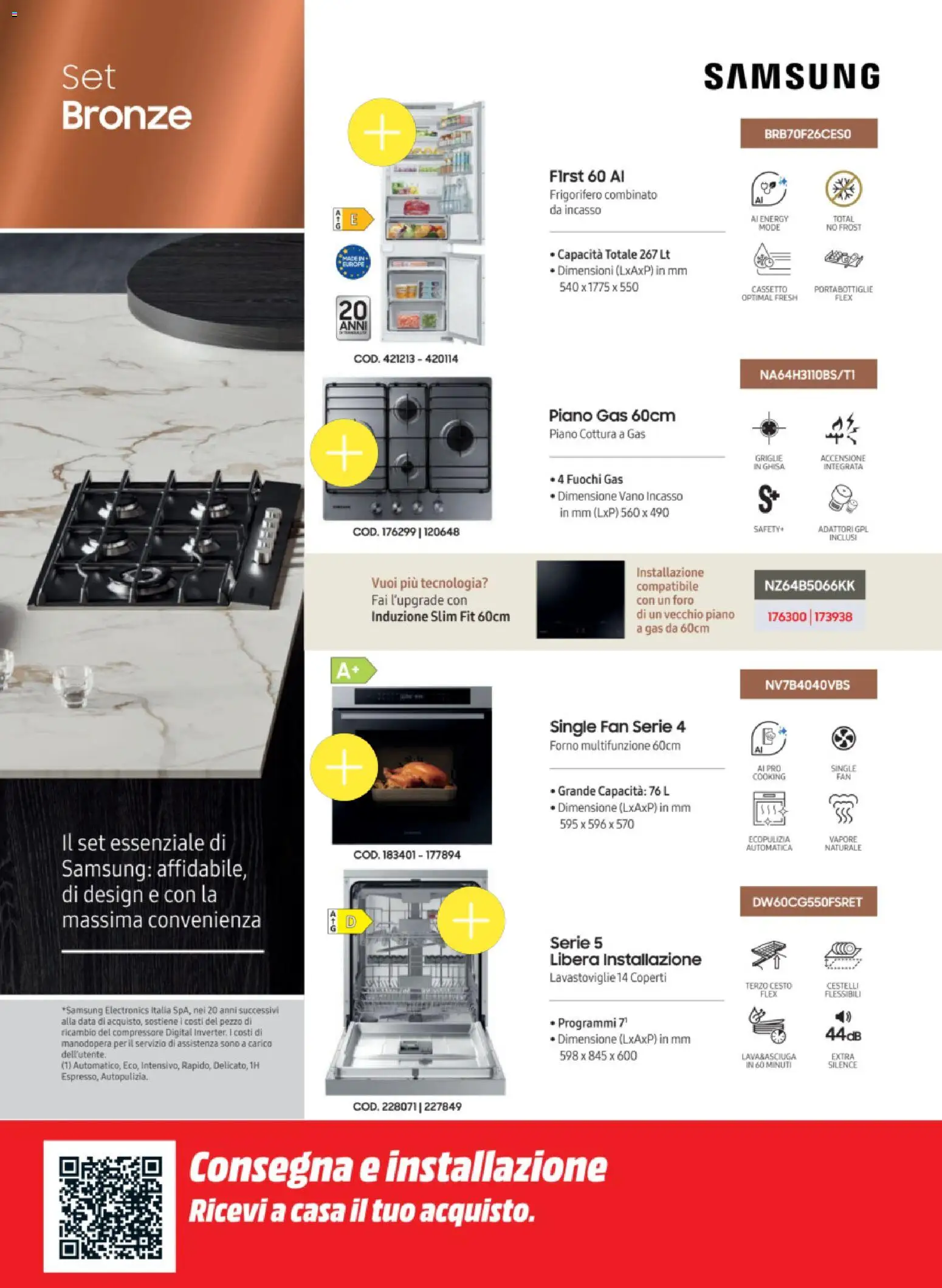 Volantino Media World del 25.11.2025 | Pagina: 20 | Prodotti: Piano cottura, Lavastoviglie, Fan, Samsung