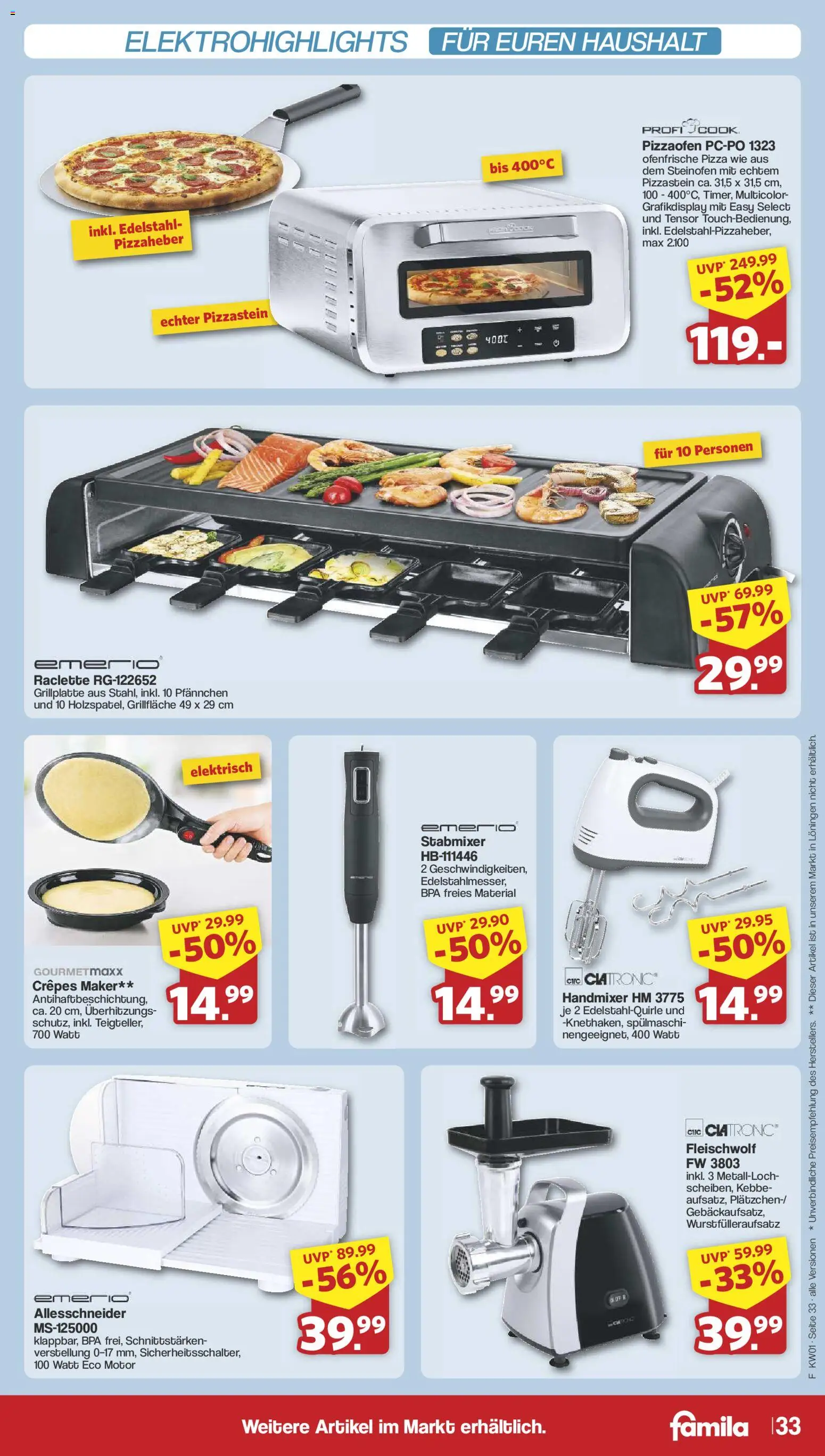 Famila Nordwest Prospekt 	 – gültig ab 29.12.2025 | Seite: 35 | Produkte: Ofenfrische, Pizza, Raclette, Stabmixer