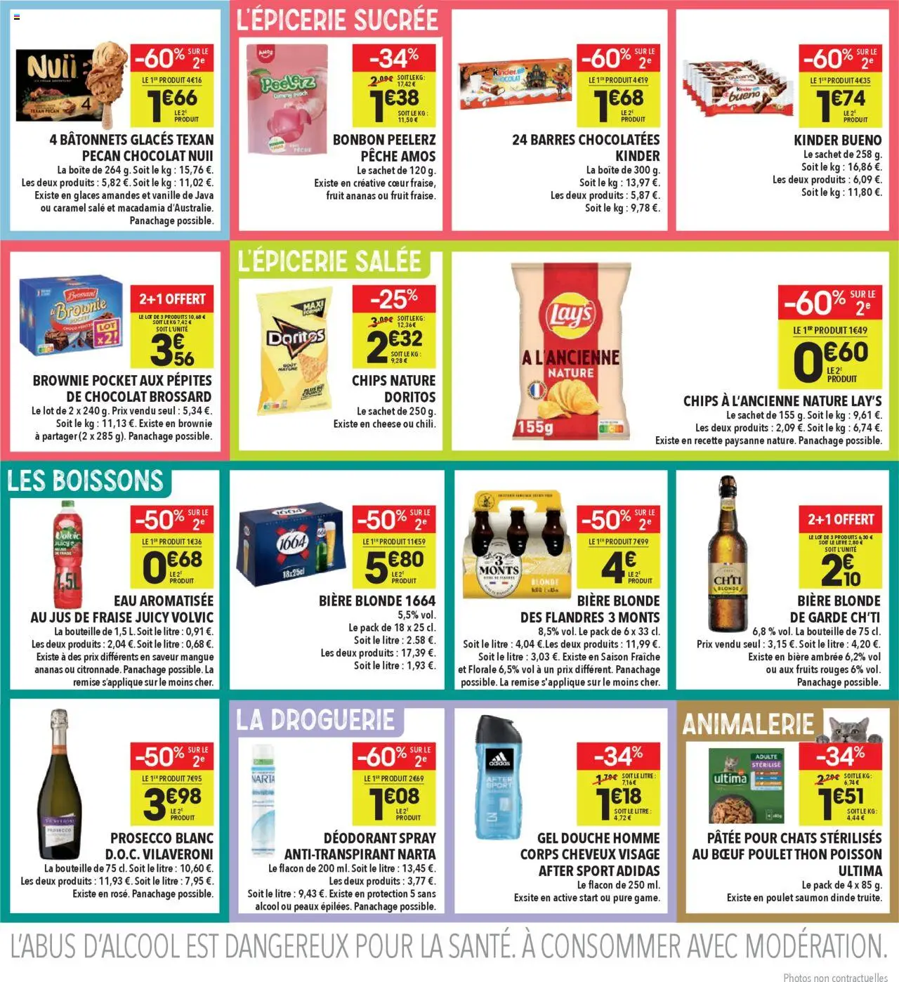 {H1} | Page: 3 | Produits: Glaces, Bière blonde, Kinder Bueno, Bière