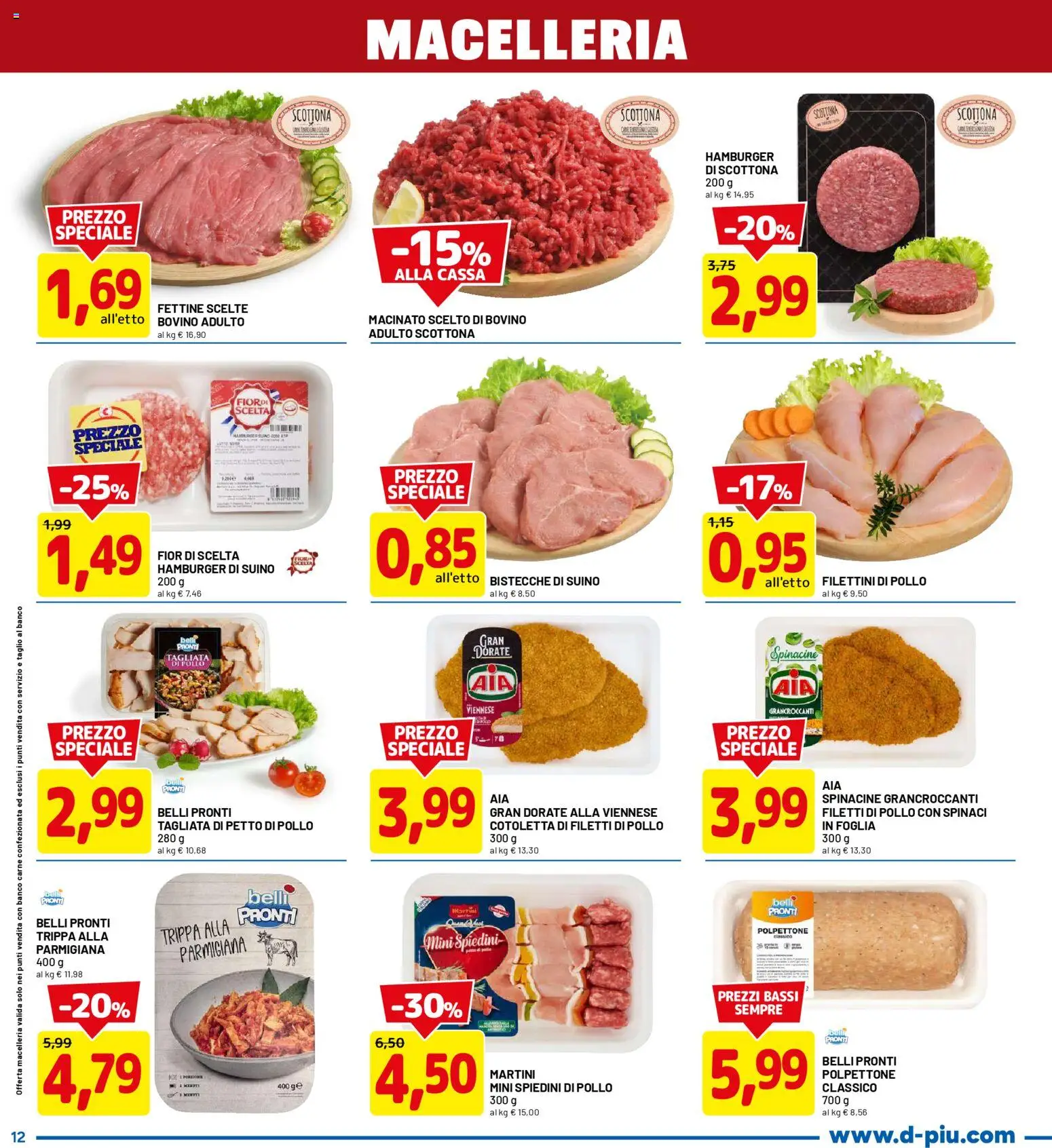 Volantino D Più del 09.04.2026 | Pagina: 12 | Prodotti: Bovino, Petto di Pollo, Hamburger, Macinato
