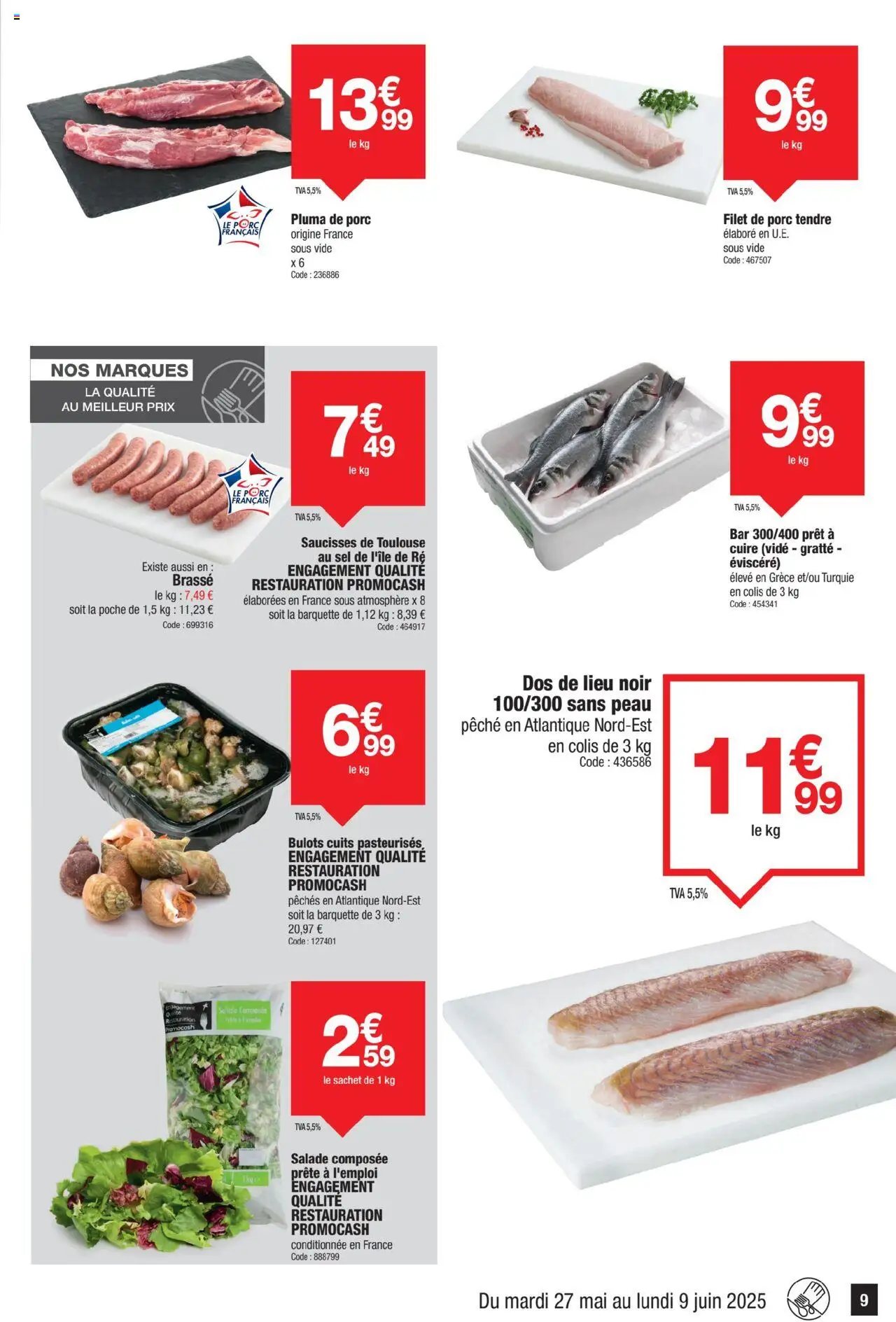  | Page: 9 | Produits: Salade, Pêche, Sel, Porc