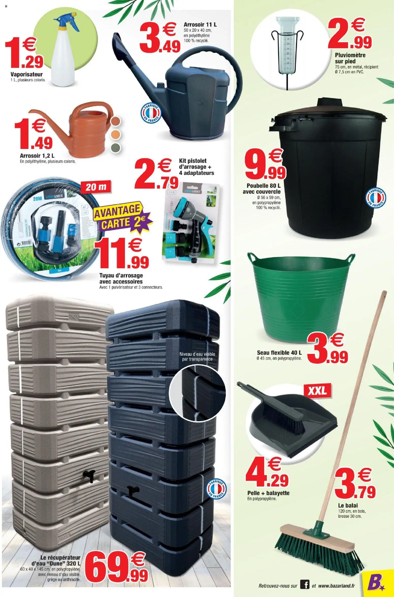 {H1} | Page: 7 | Produits: Récupérateur d'eau, Tuyau, Vaporisateur, Balai