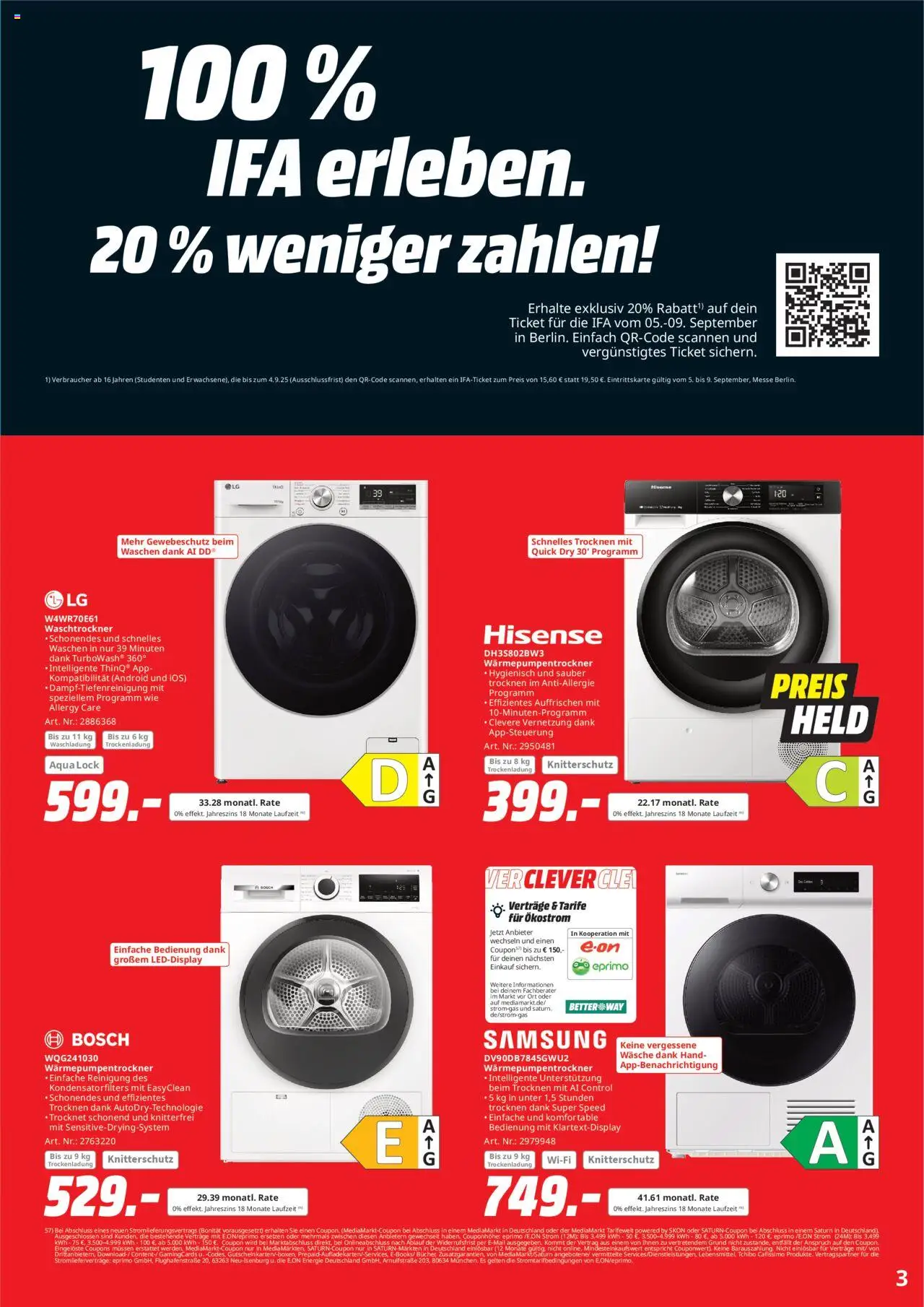 Media Markt Prospekt 	 - gültig ab dem 25.08.2025 | Seite: 3 | Produkte: Bosch, LG, Hisense, Waschtrockner
