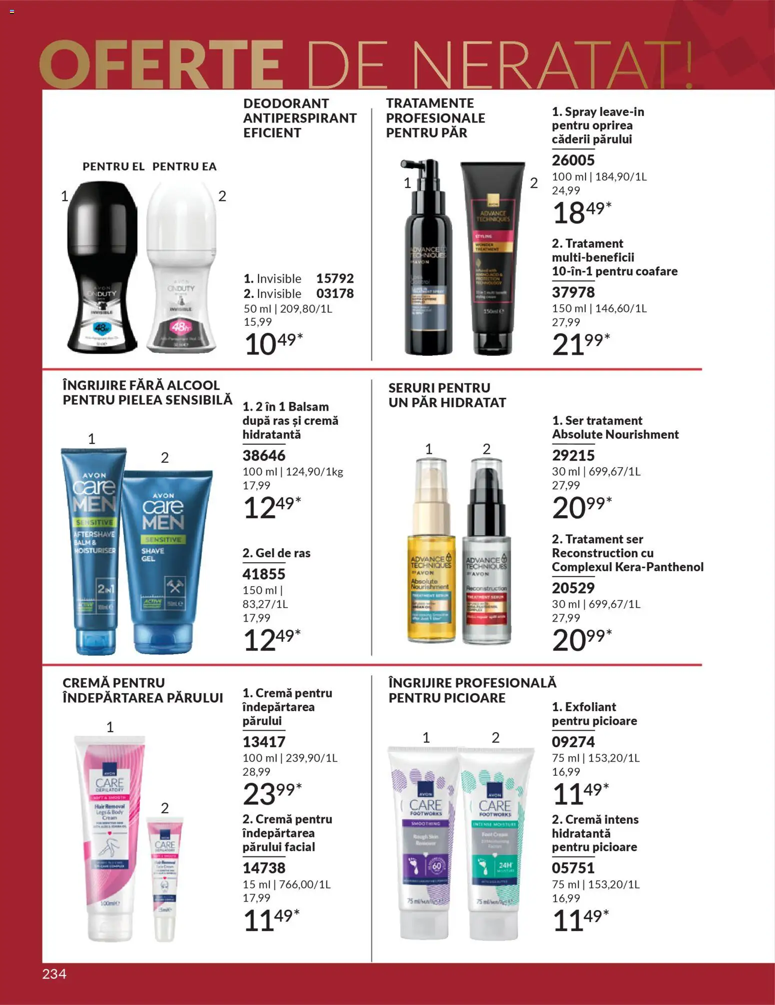 Noul catalog Avon – valabil de la 01.12.2025 | Pagină: 234 | Produse: Exfoliant, Gel de ras, Balsam, Cremă