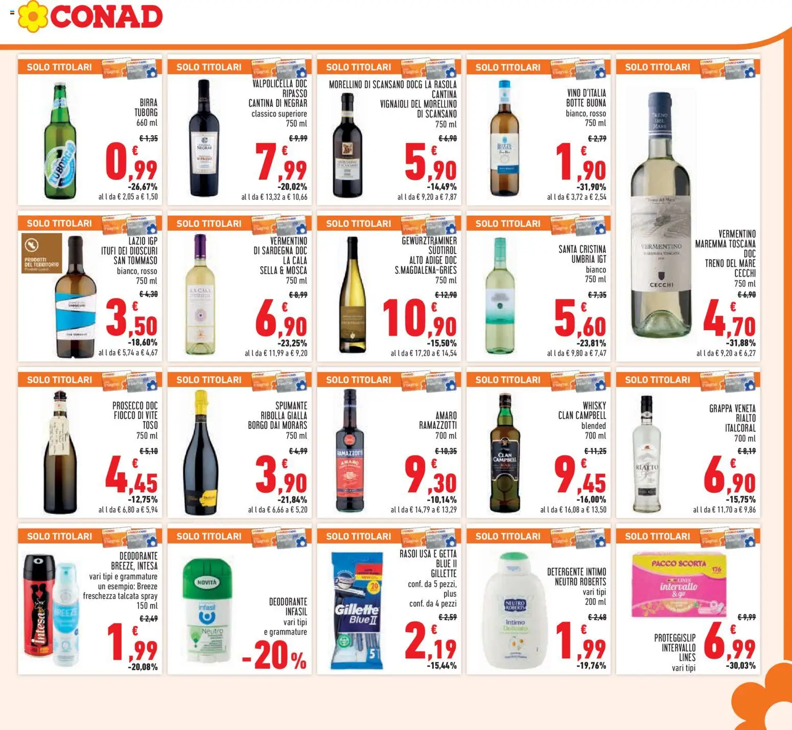 Volantino Conad del 25.02.2026 | Pagina: 21 | Prodotti: Deodorante, Birra, Prosecco, Whisky