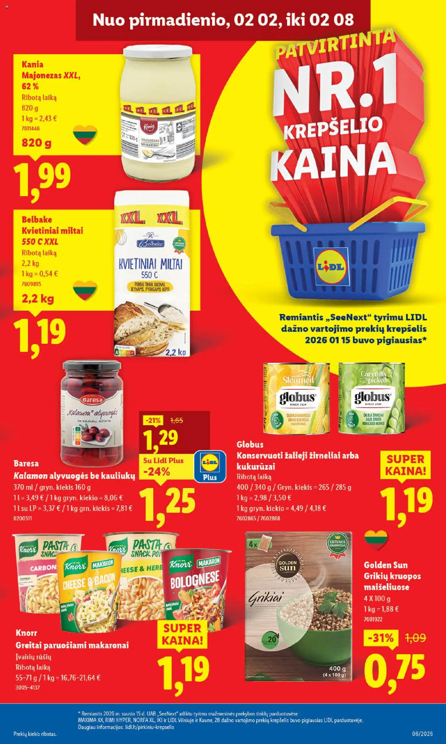 LIDL akcijos nuo 02.02.2026 | Puslapis: 15 | Prekių: Kruopos, Krepšelis, Miltai, Žirneliai