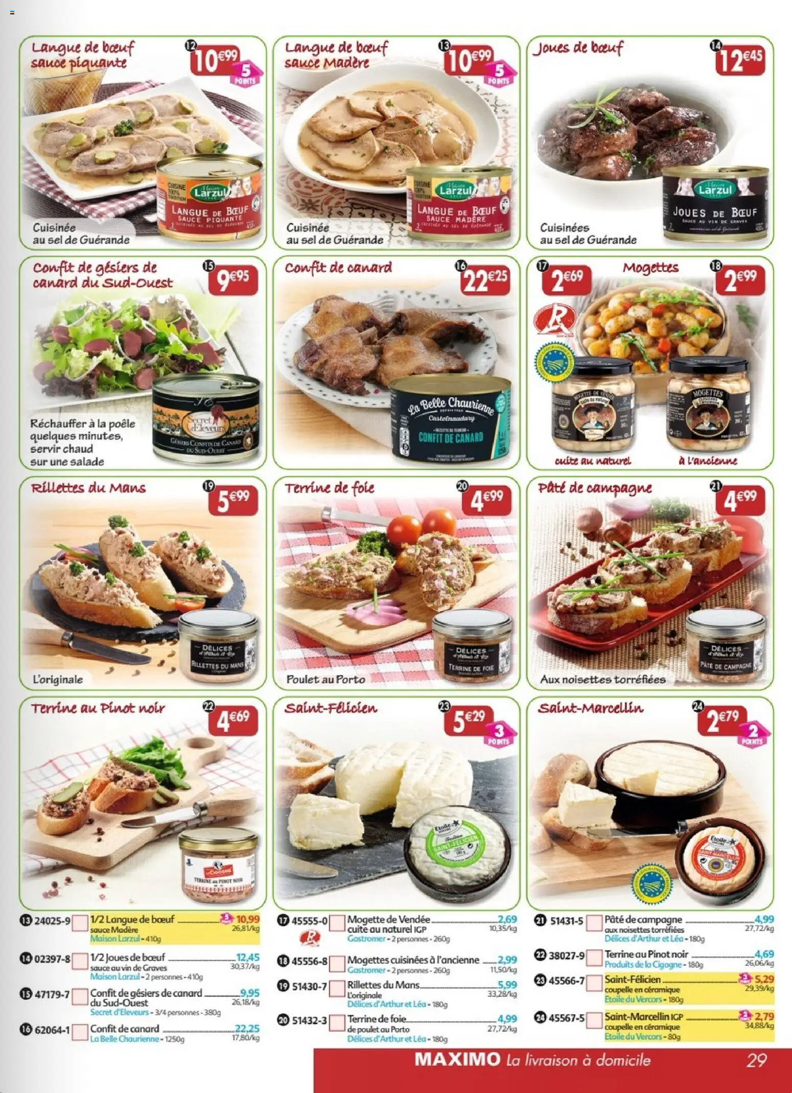 {H1} | Page: 29 | Produits: Noisettes, Sel, Confit de canard, Langue de bœuf