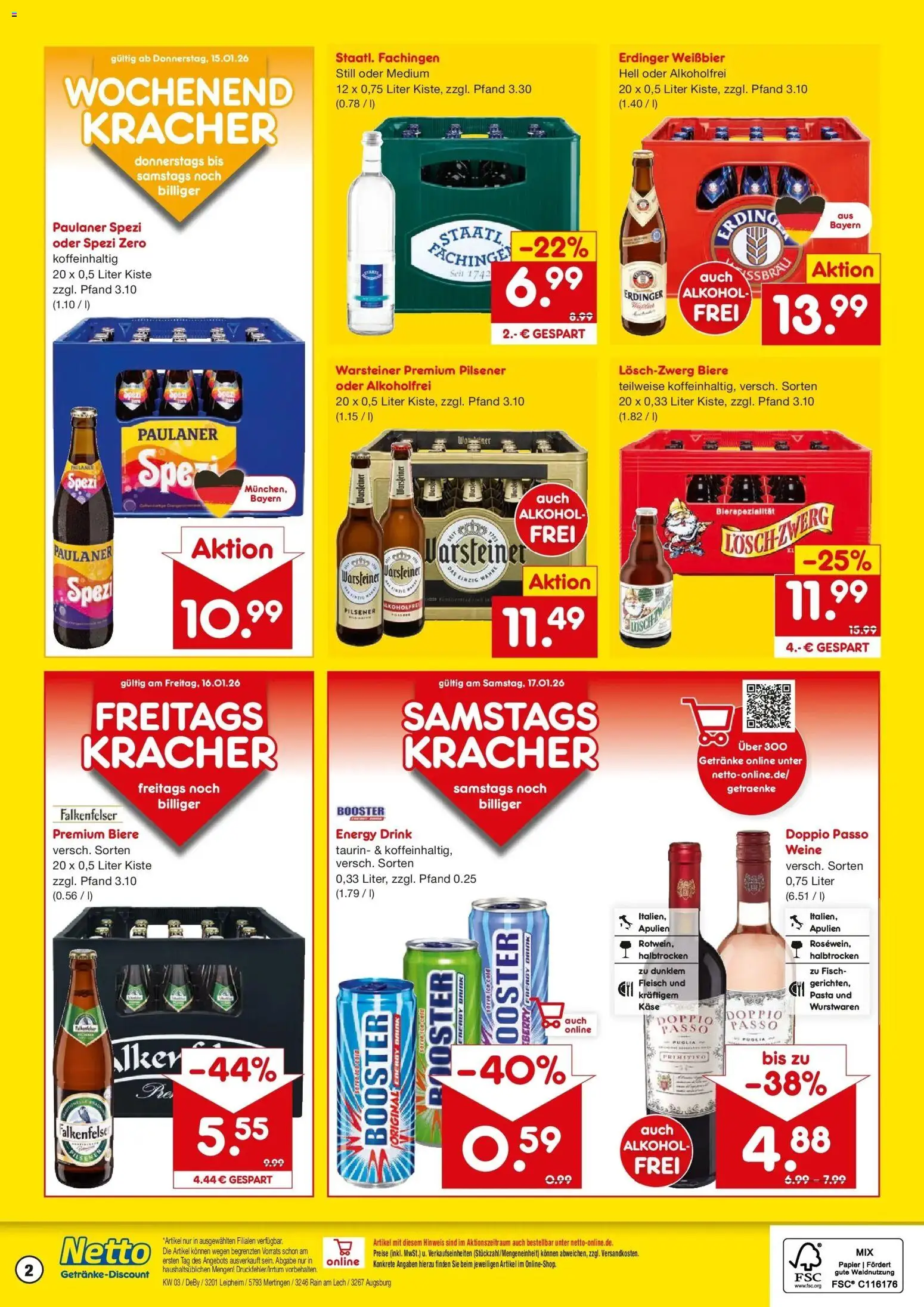 Netto Marken-Discount prospekt Rain Am Lech	 – gültig ab 12.01.2026 | Seite: 2 | Produkte: Erdinger, Fisch, Doppio Passo, Pasta