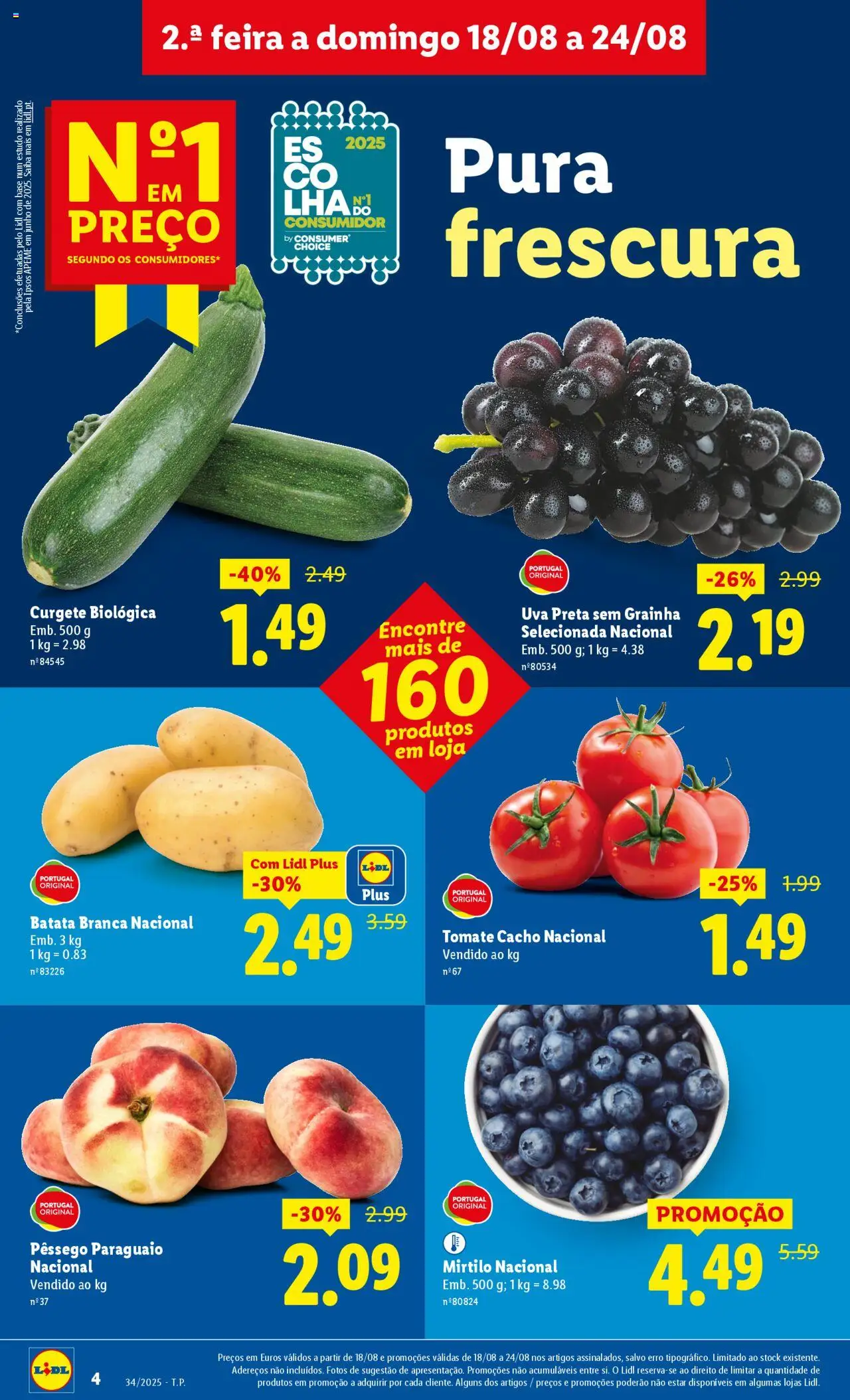 Lidl folheto │ válido de 18.08.2025 | Página: 4 | Produtos: Batata, Curgete, Base, Tomate