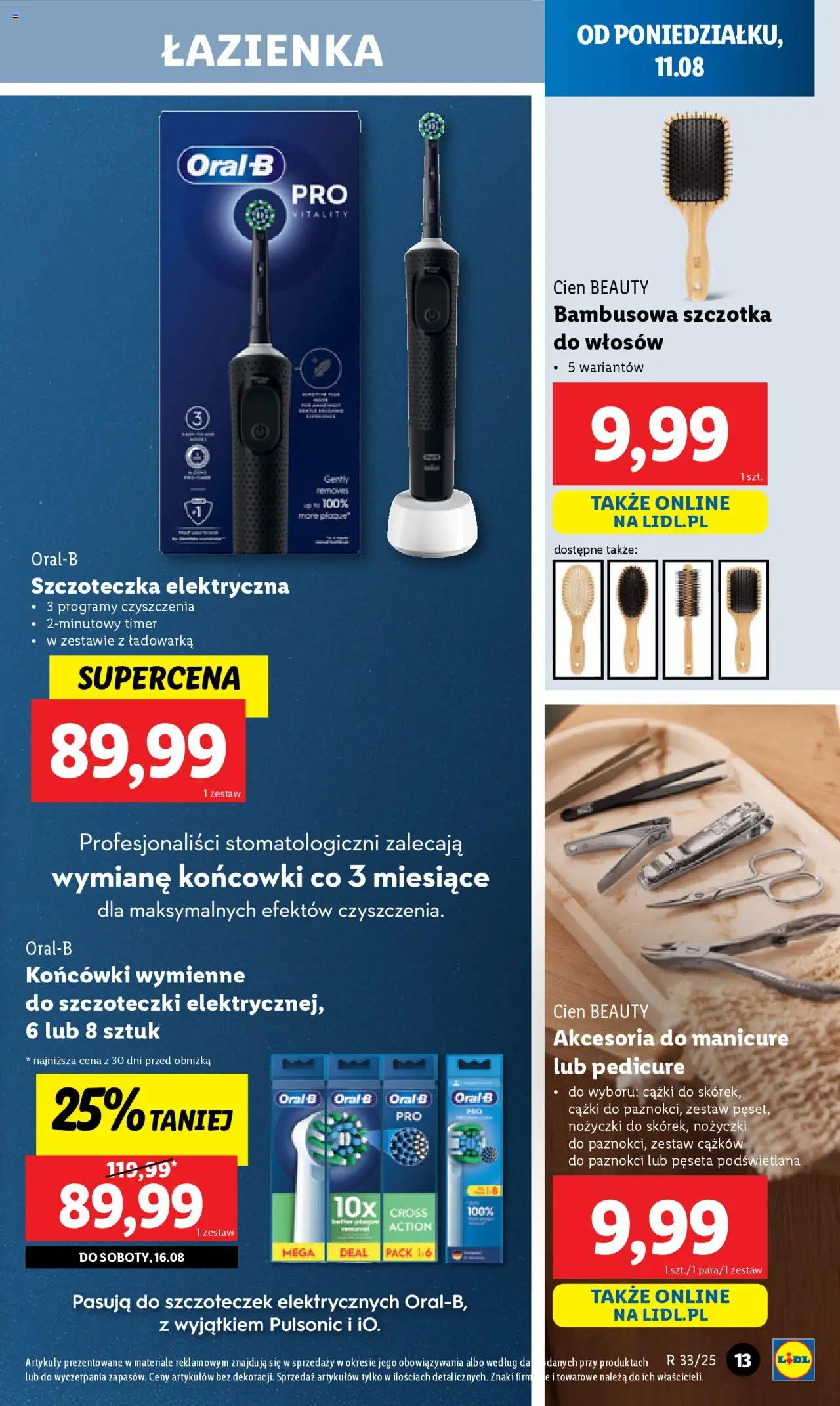 Lidl Katalog od 11.08.2025 | Strona: 13 | Produkty: Ładowarka, Szczoteczka elektryczna, Szczotka