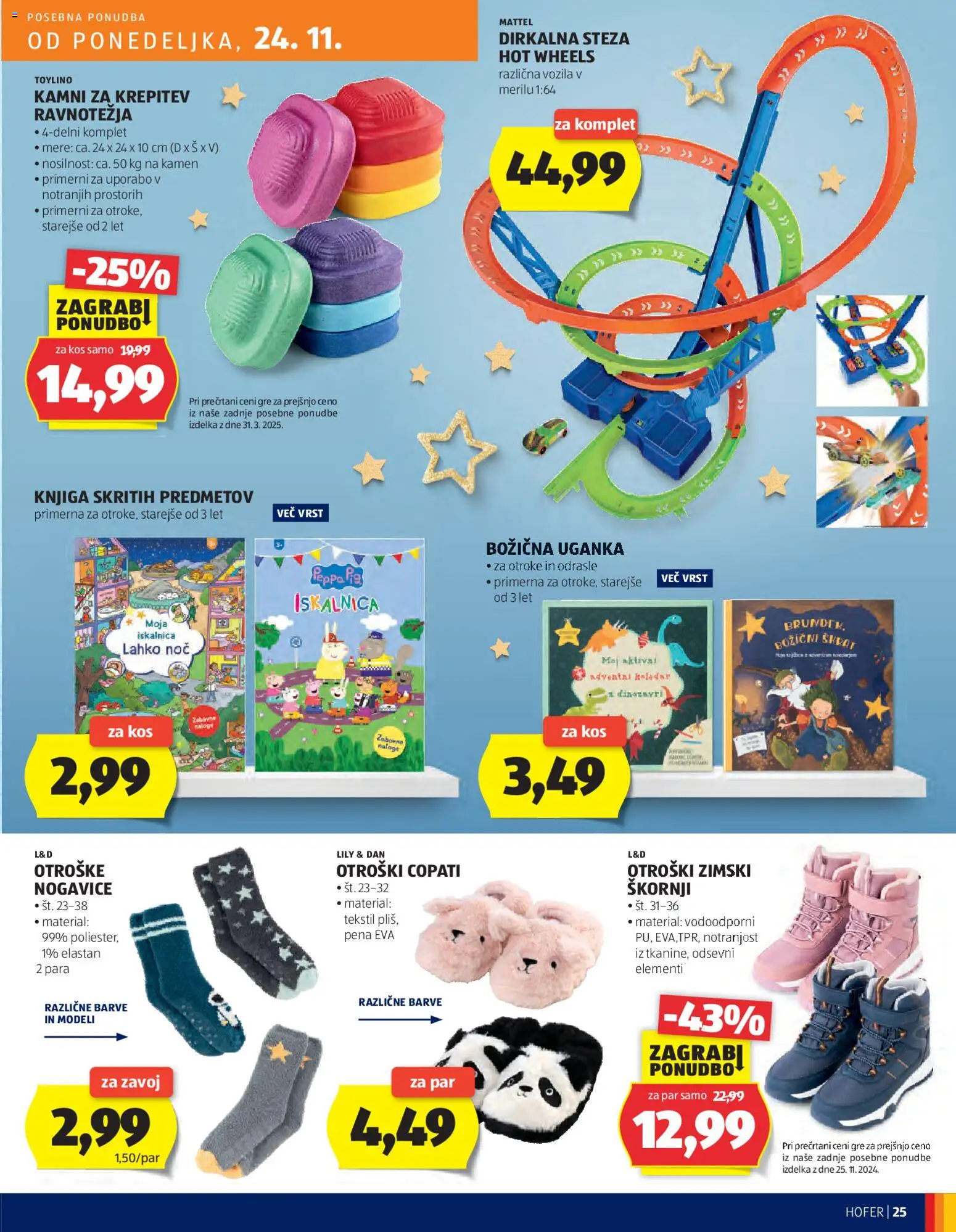 Novi Hofer katalog ponudbe – veljaven od 20.11.2025 | Stran: 25 | Izdelki: Kos, Knjiga, Nogavice, Copati