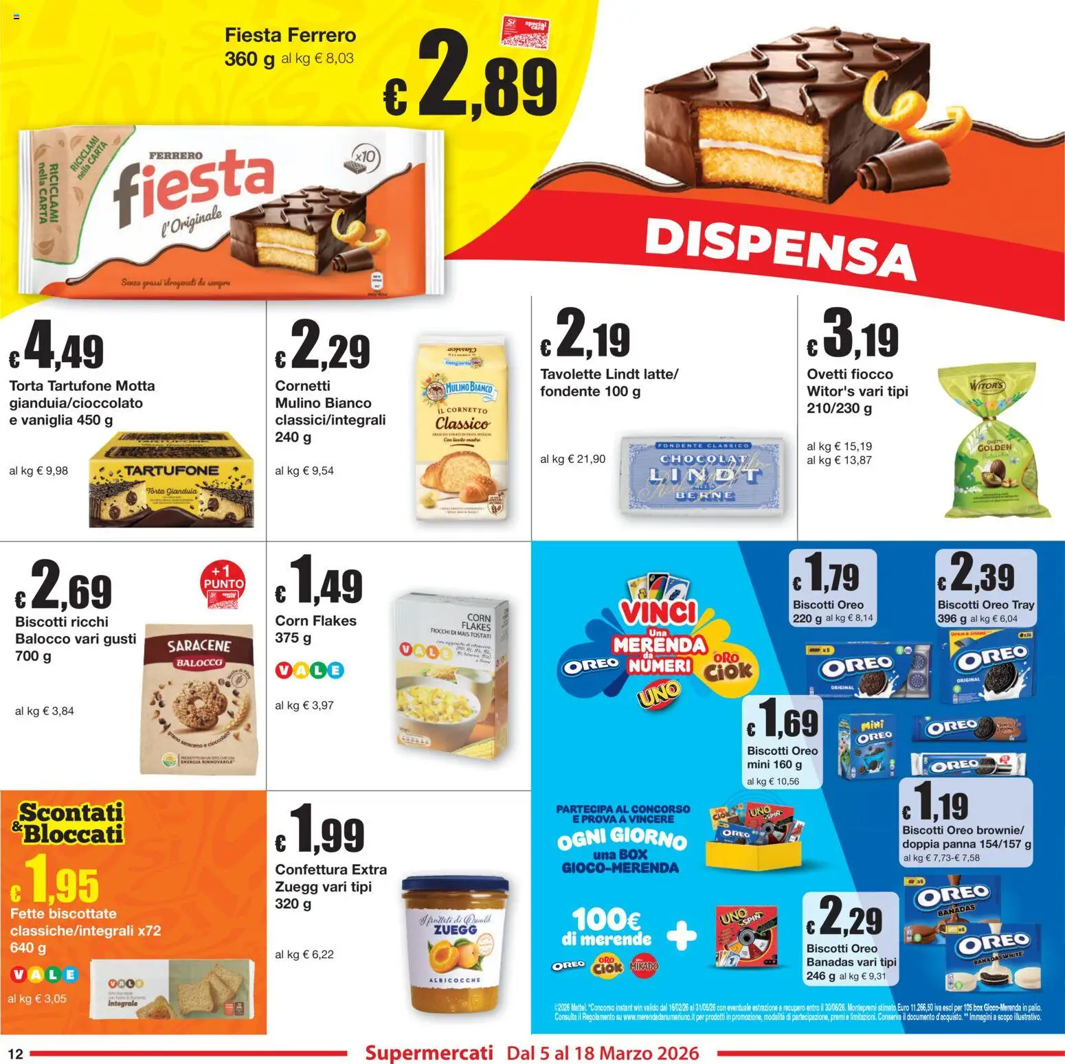 Volantino Sì con Te del 05.03.2026 | Pagina: 12 | Prodotti: Cornetto, Biscotti, Fiocchi, Albicocche