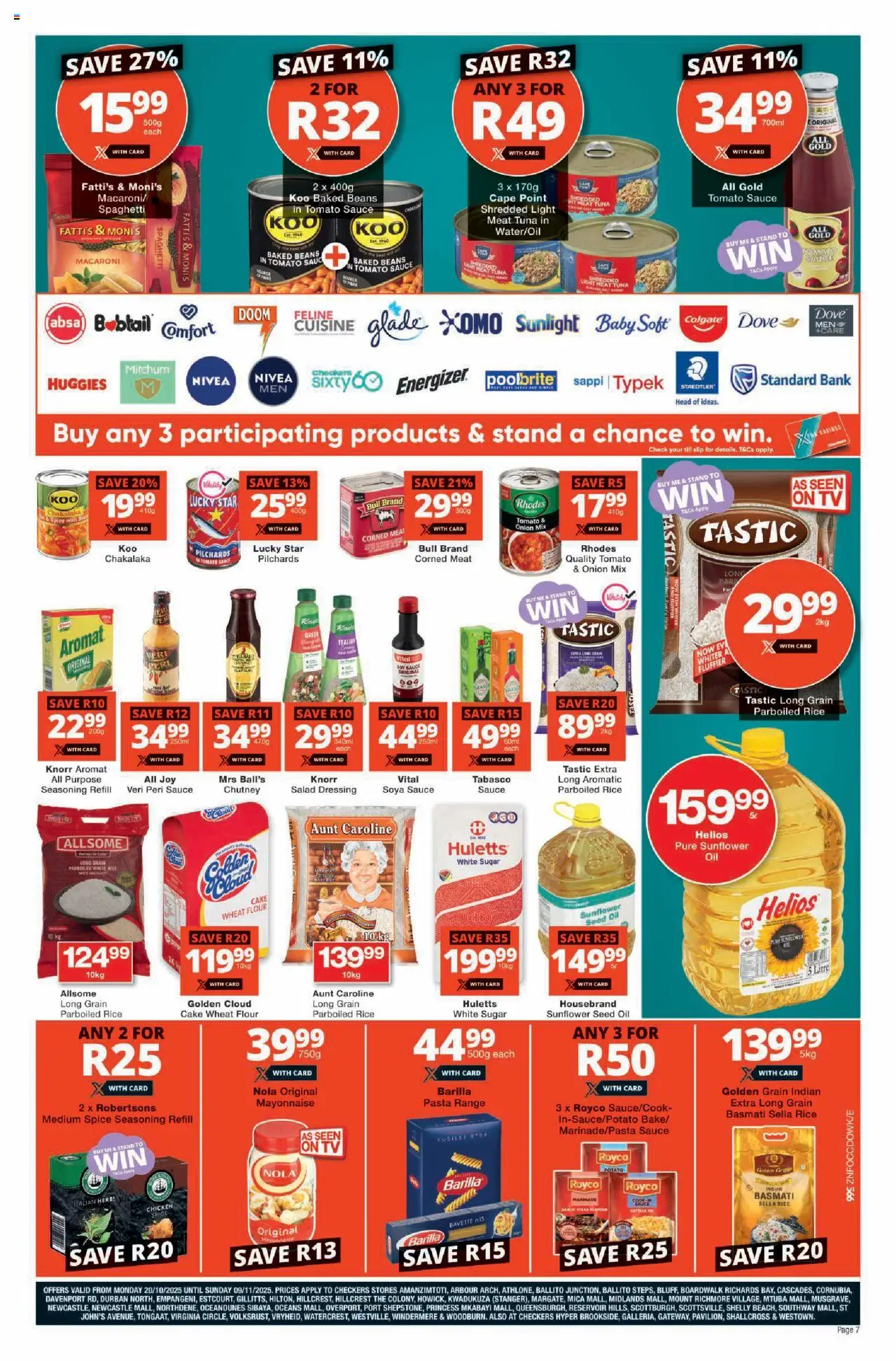 New Checkers catalogue – valid from 20.10.2025 | Page: 7 | Products: Flour, Baked beans, Dressing, Sugar