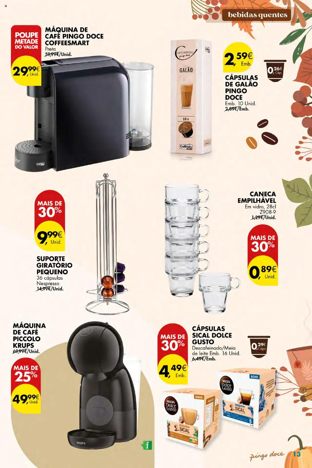 Pingo Doce - De Bazar Outono Açores │ válido de 16.10.2025 | Página: 13 | Produtos: Caneca, Leite, Café, Dolce gusto