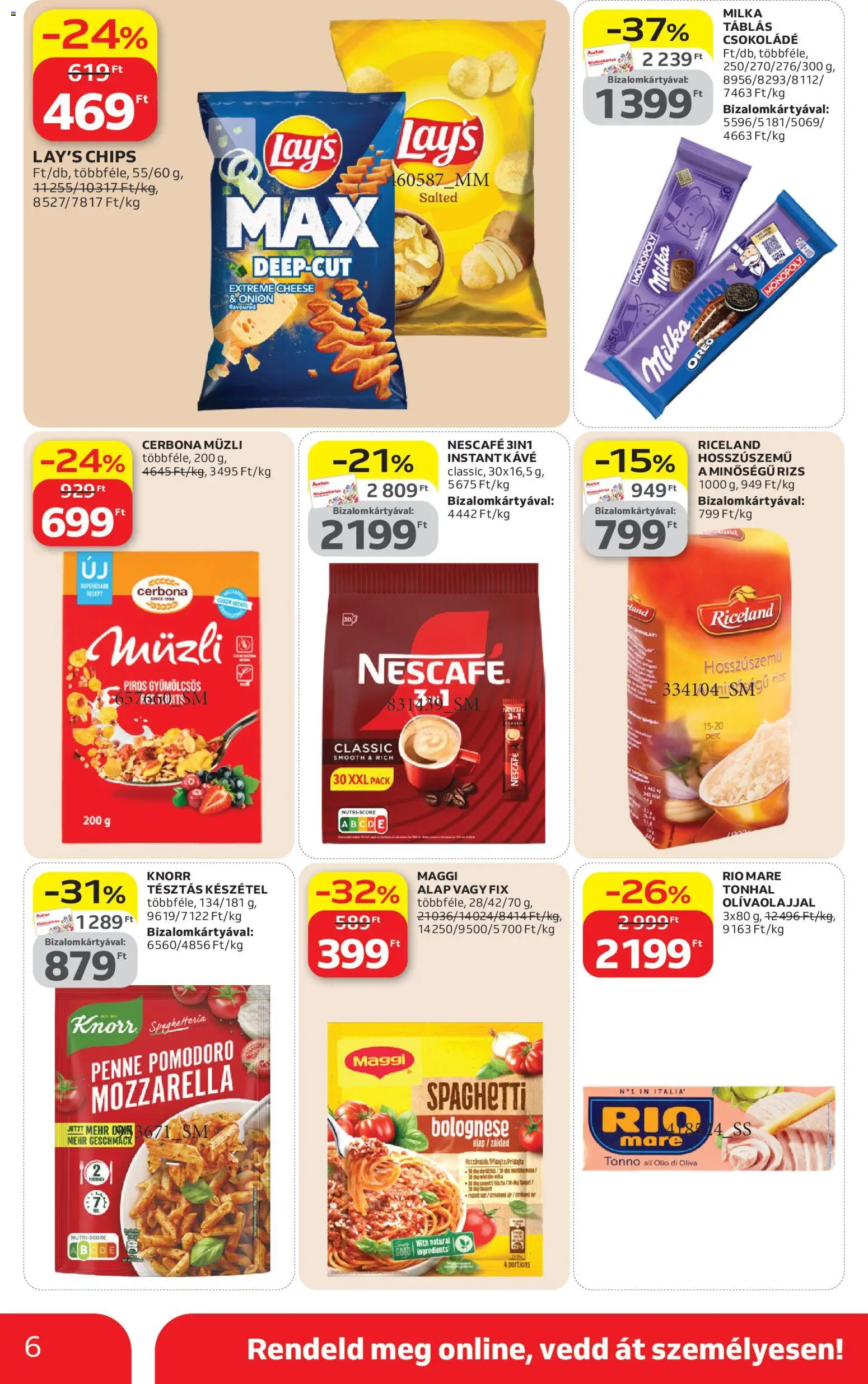 Auchan akciós ujság - amely érvényes a következő dátumtól: 23.04.2026 | Oldal: 6 | Termékek: Tonhal, Maggi, Penne, Csokoládé
