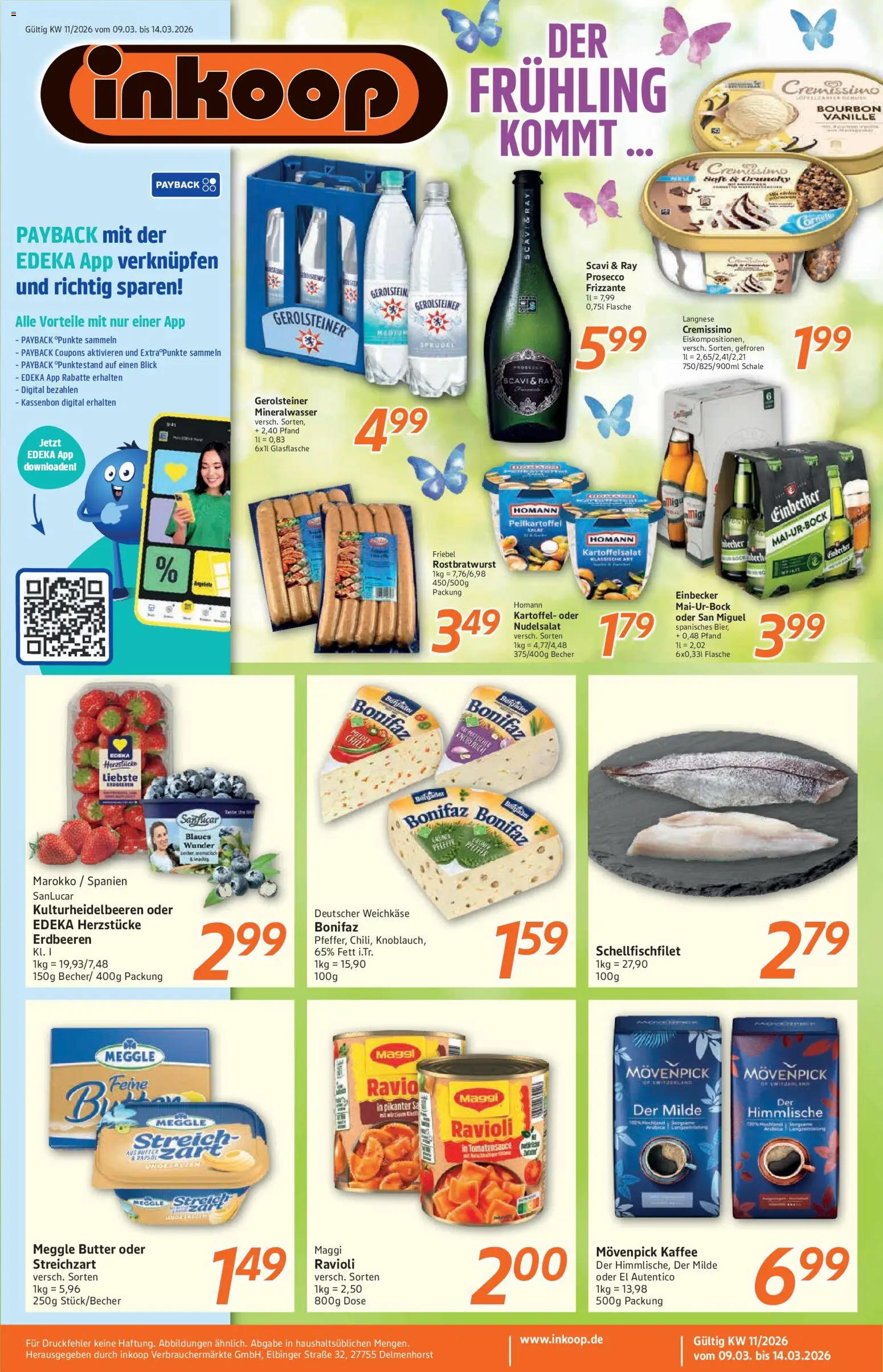 Inkoop Prospekt 	 – gültig ab 09.03.2026 | Seite: 1 | Produkte: Mineralwasser, Bourbon, Erdbeeren, Gerolsteiner