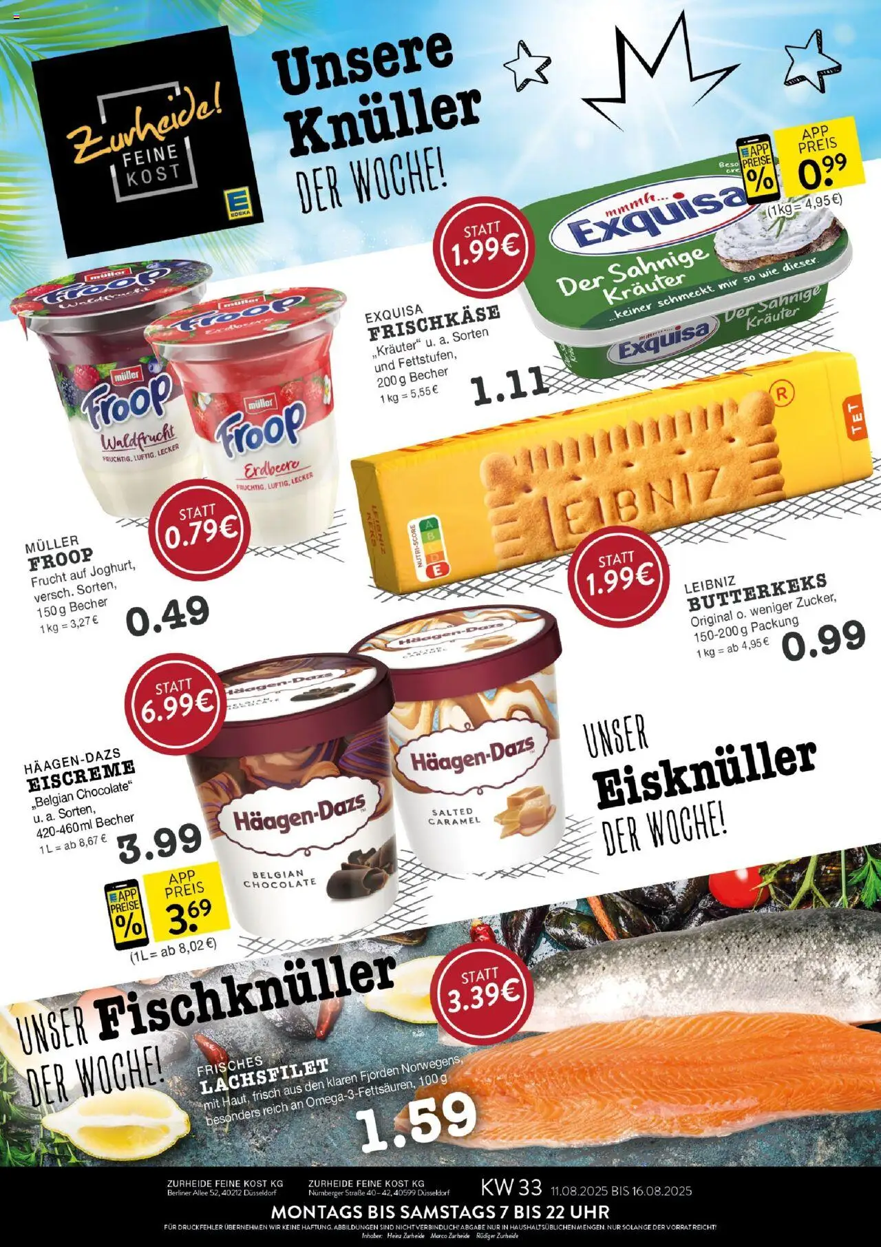 Edeka Zurheide Prospekt 	 - gültig ab dem 11.08.2025 | Seite: 1 | Produkte: Froop, Eiscreme, Exquisa, Frischkase