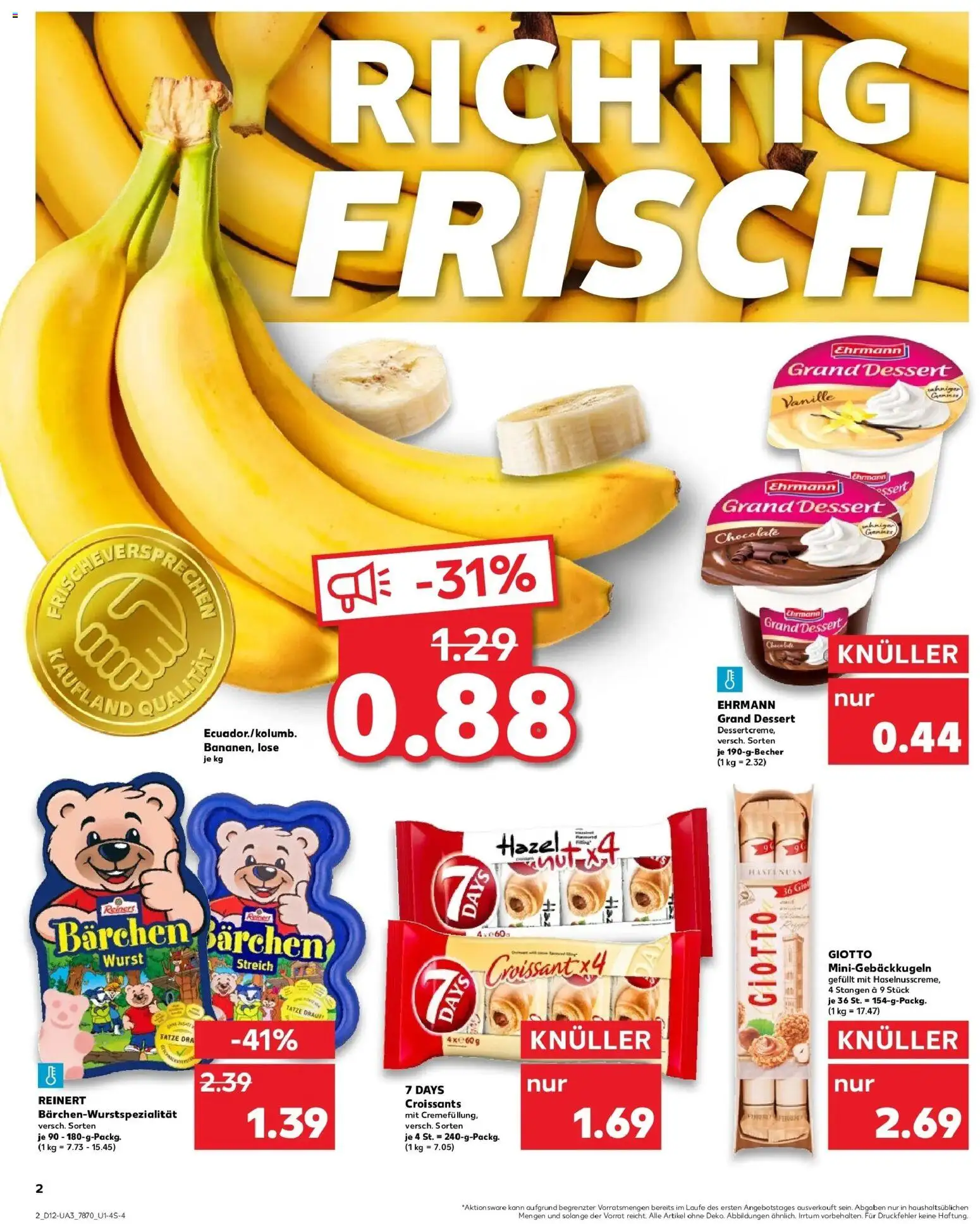 Kaufland Prospekt Weingarten	 – gültig ab 19.03.2026 | Seite: 2 | Produkte: Ehrmann grand dessert, Croissant, Wurst