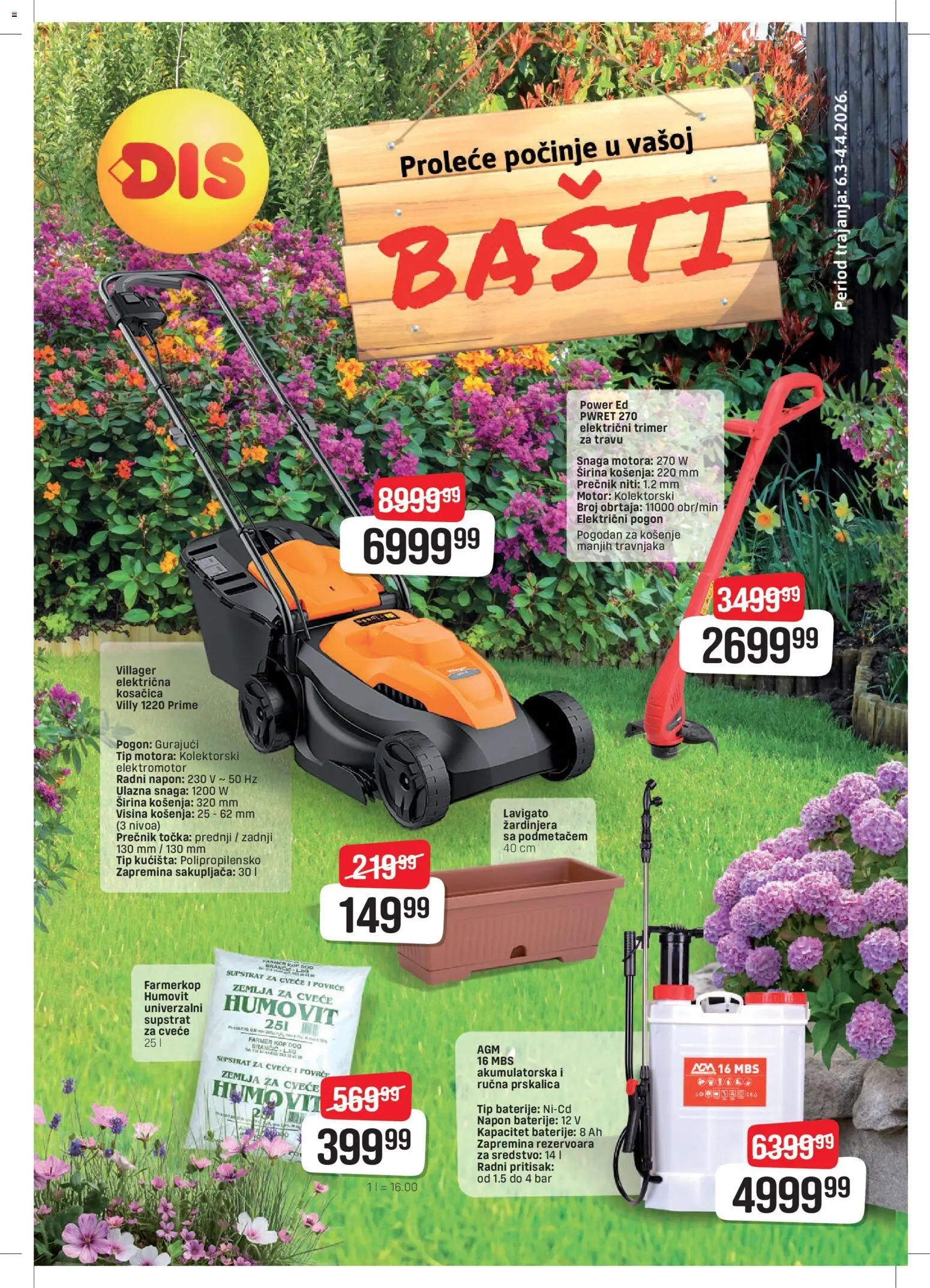 Super DIS katalog - važi od 06.03.2026 | Strana: 1 | Proizvode: Zemlja, Trimer, Cvece, Baterije