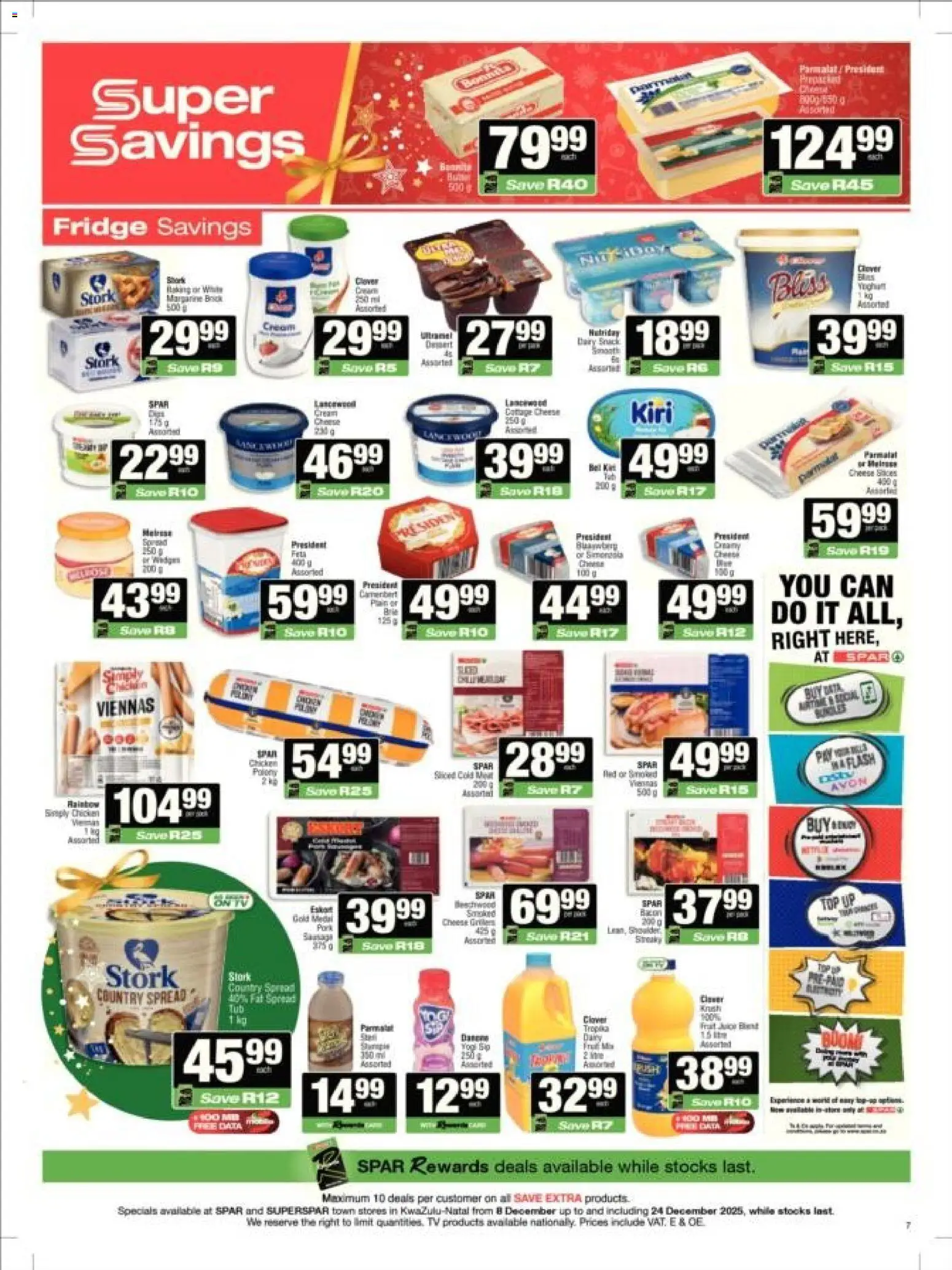 New Superspar catalogue – valid from 08.12.2025 | Page: 7 | Products: TV, Fridge, Cheese, Polony