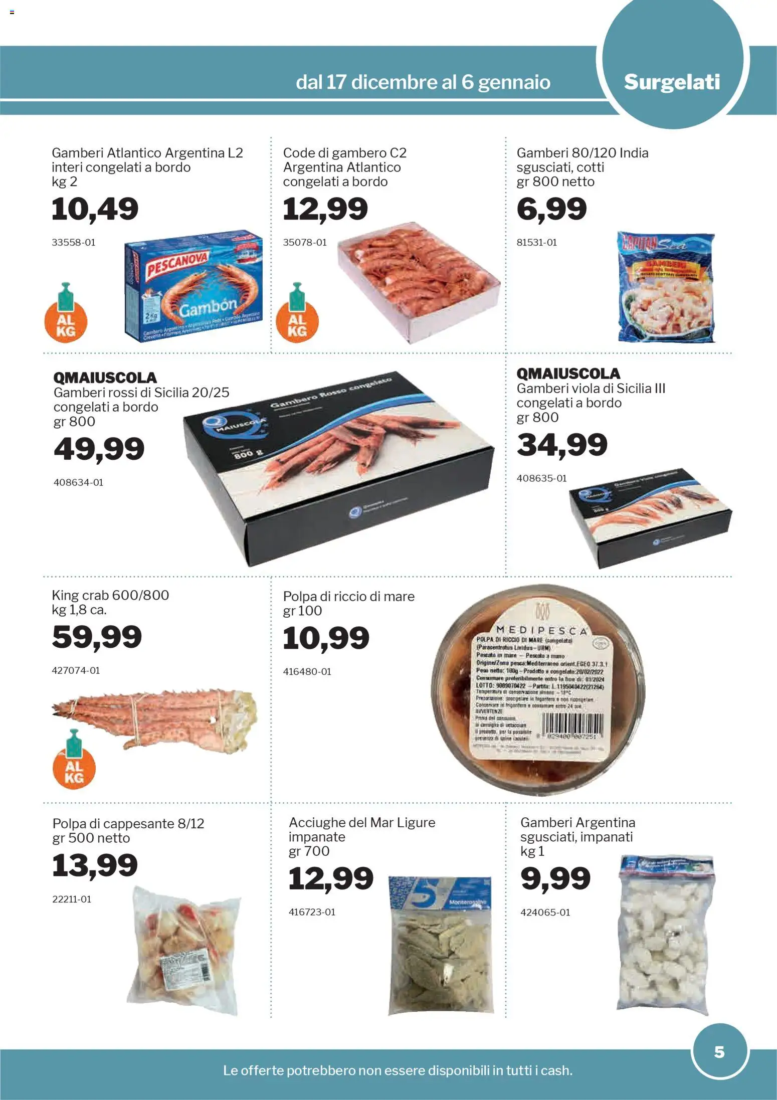 Volantino Sogegross del 17.12.2025 | Pagina: 5 | Prodotti: Gamberi, Acciughe