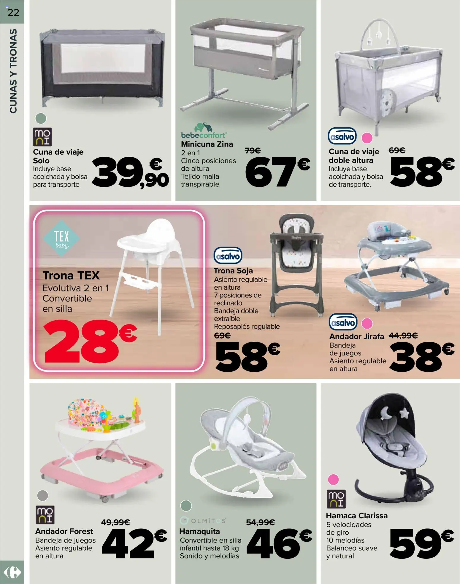 Carrefour Bebé │ válido desde el 25.02.2026 | Página: 22 | Productos: Reposapiés, Bolsa, Bandeja, Silla