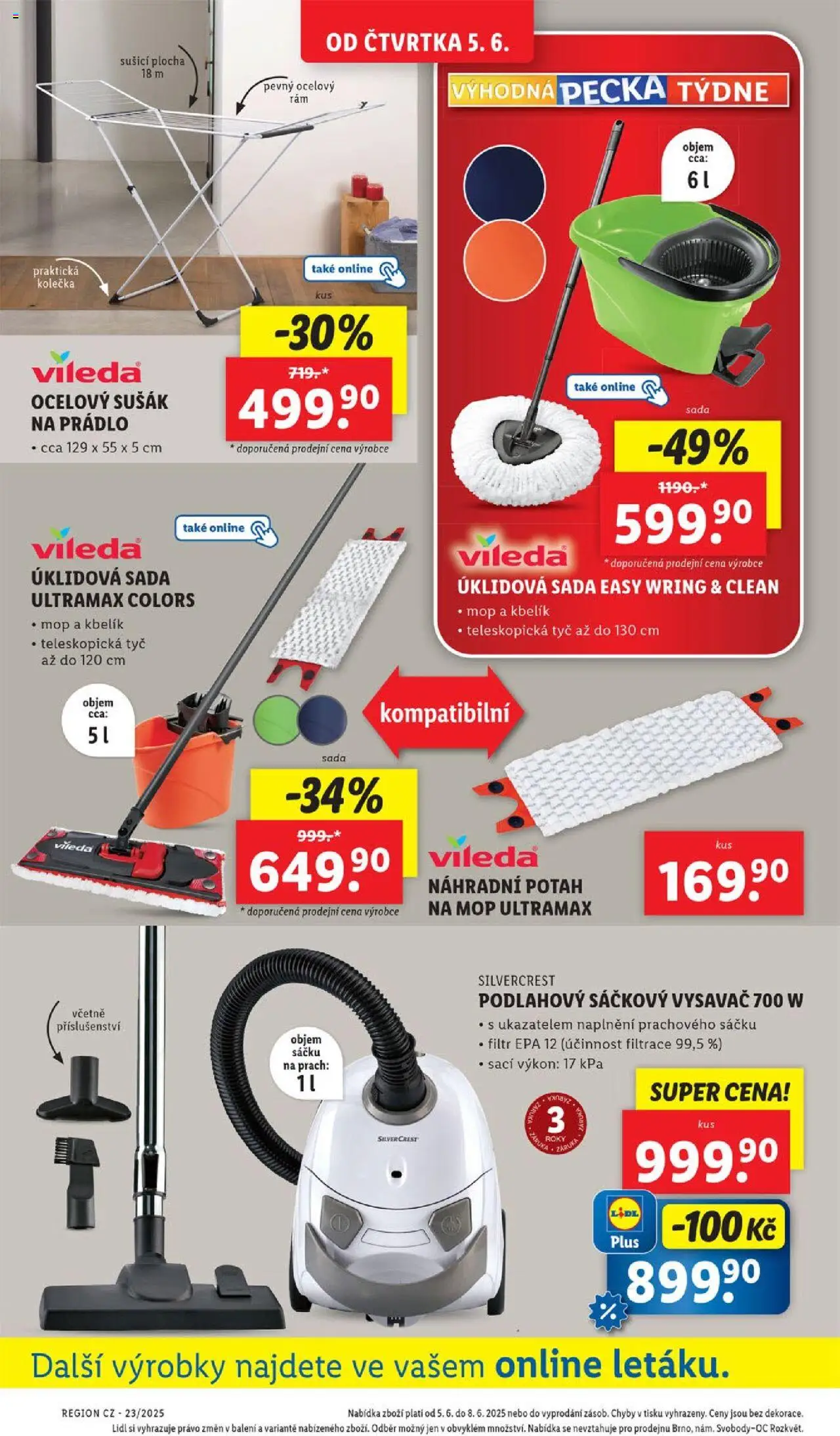 Lidl leták od 05.06.2025 | Strana: 40 | Produkty: Sušák na prádlo, Mop, Vysavač, Kbelík