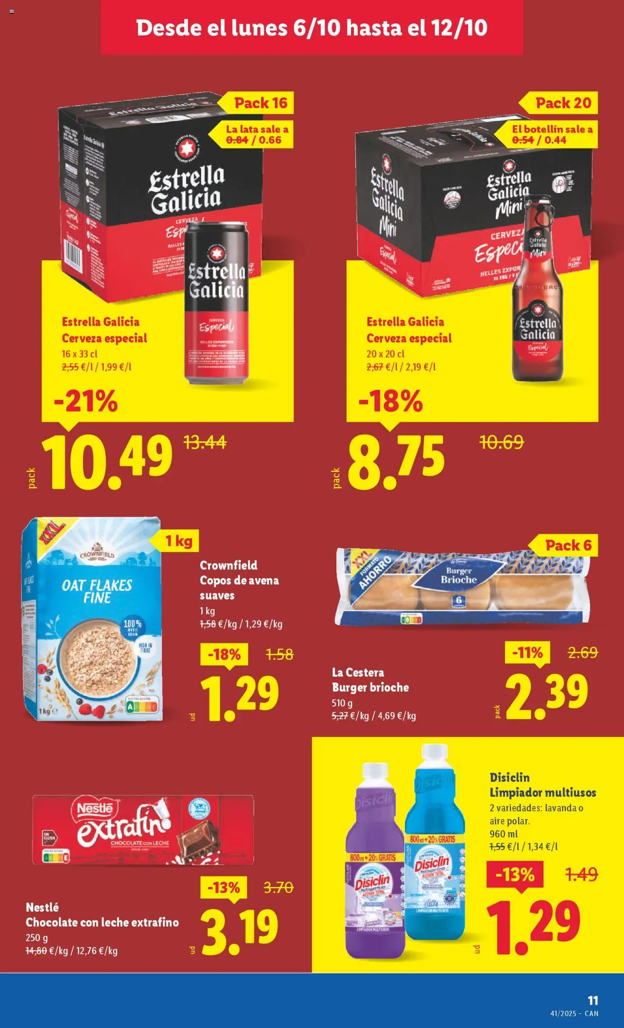 Lidl - Canarias │ válido desde el 06.10.2025 | Página: 13 | Productos: Leche, Chocolate, Cerveza, Copos