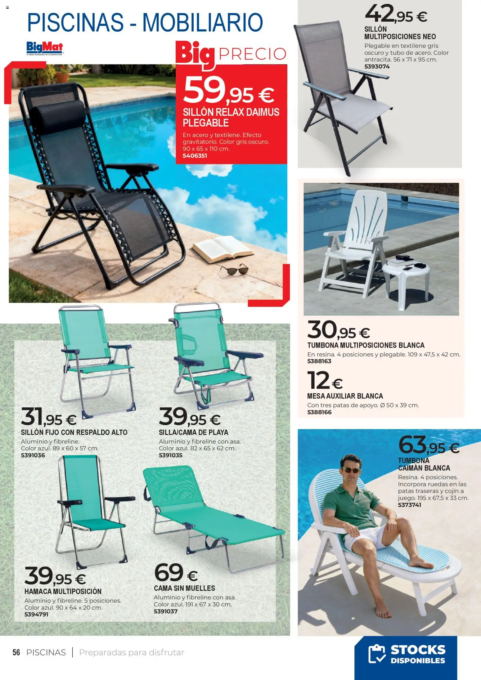 BigMat - Jardin y Piscinas 2026 │ válido desde el 23.03.2026 | Página: 56 | Productos: Mesa auxiliar, Cama, Cojín, Mesa