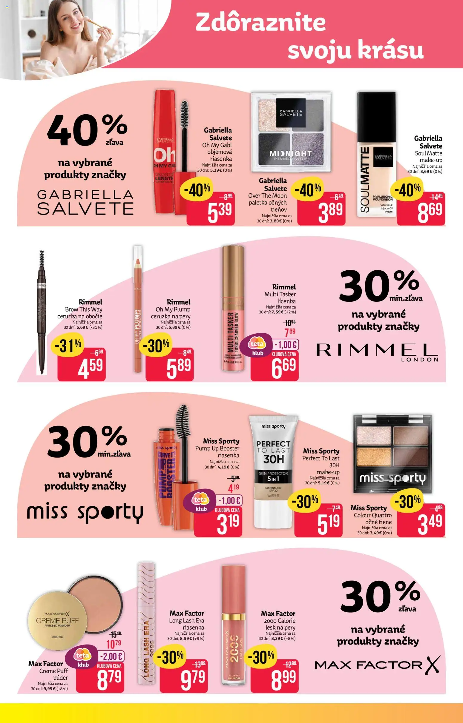 Nové Teta drogerie akcie – leták je platný od 02.02.2026 | Strana: 2 | Produkty: Púder, Riasenka, Očné tiene, Ceruzka