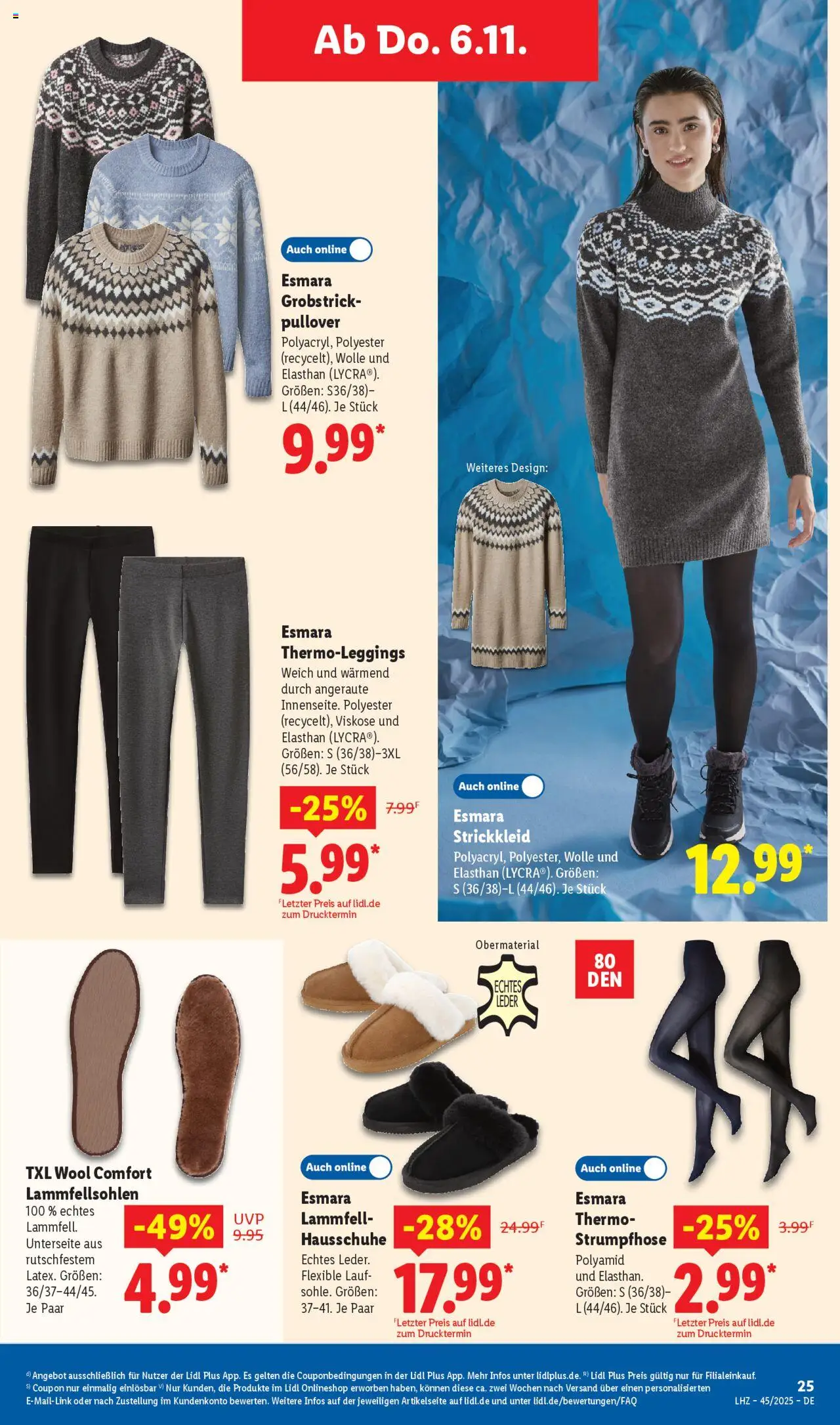 Lidl - Prospekt – gültig ab 03.11.2025 | Seite: 19 | Produkte: Pullover, Hausschuhe, Strumpfhose