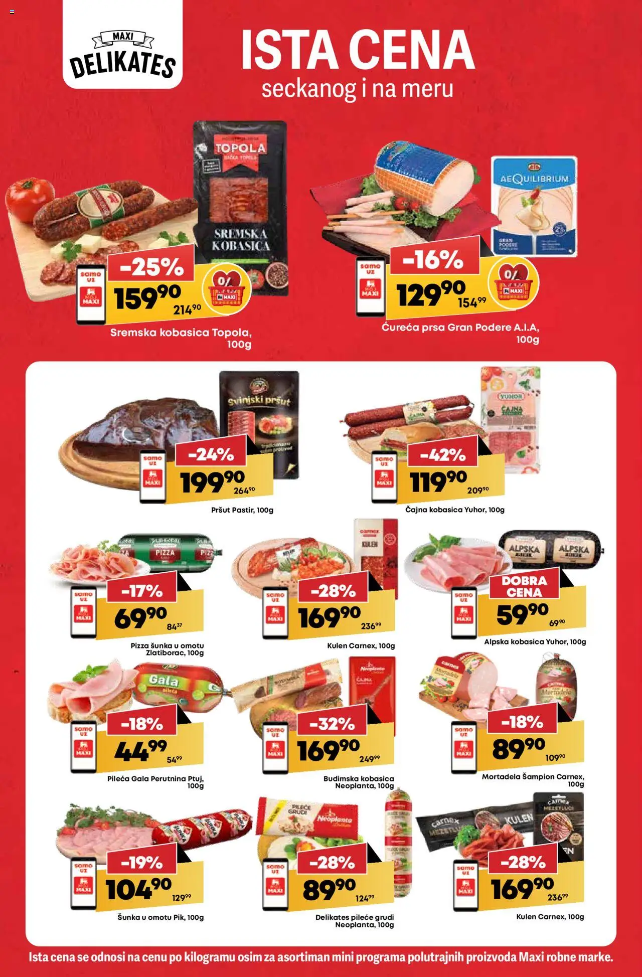Mega Maxi katalog - važi od 12.06.2025 | Strana: 12 | Proizvode: Pileće grudi, Budimska kobasica, Mortadela, Šunka
