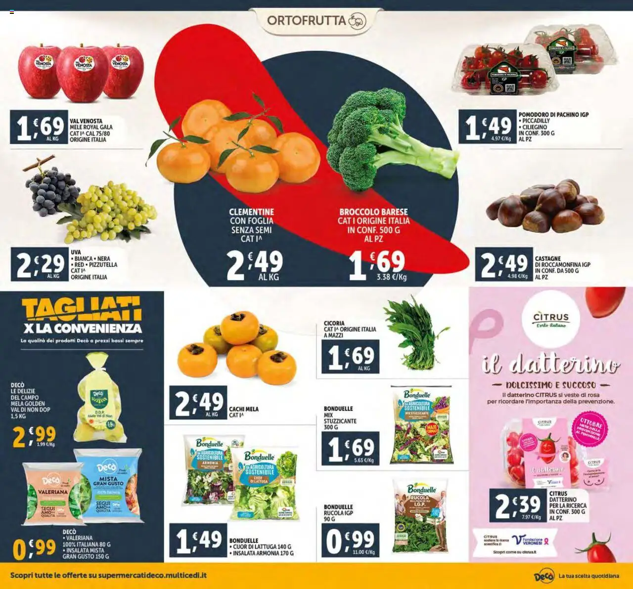Volantino Decò del 16.10.2025 | Pagina: 8 | Prodotti: Valeriana, Mele, Rucola, Cachi